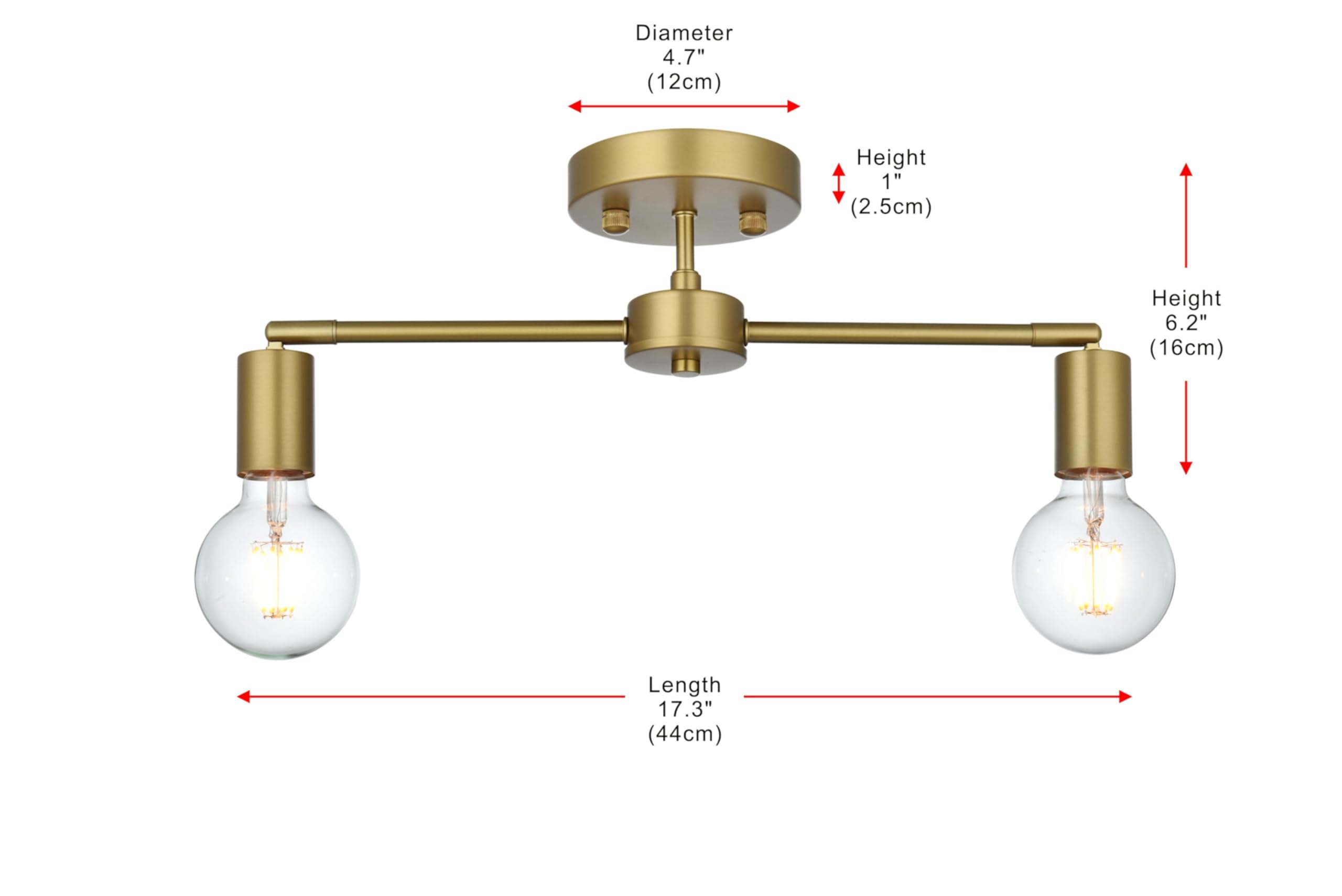 Living District Zane 2-Light Mid-Century Metal Flush Mount in Black