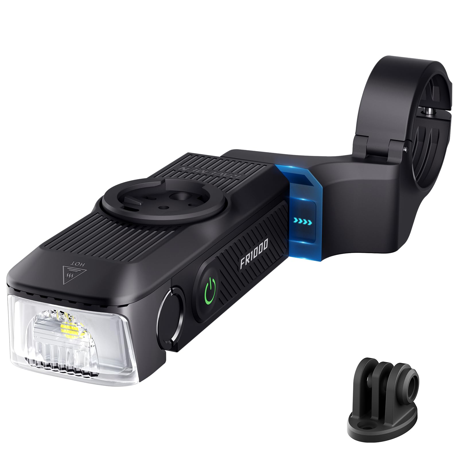 RAVEMEN FR1000 Bike Lights for Night Riding, Bicycle Light & Mount Integrated Design, 30 Adjustable Bike Headlight, Auto On/Off,