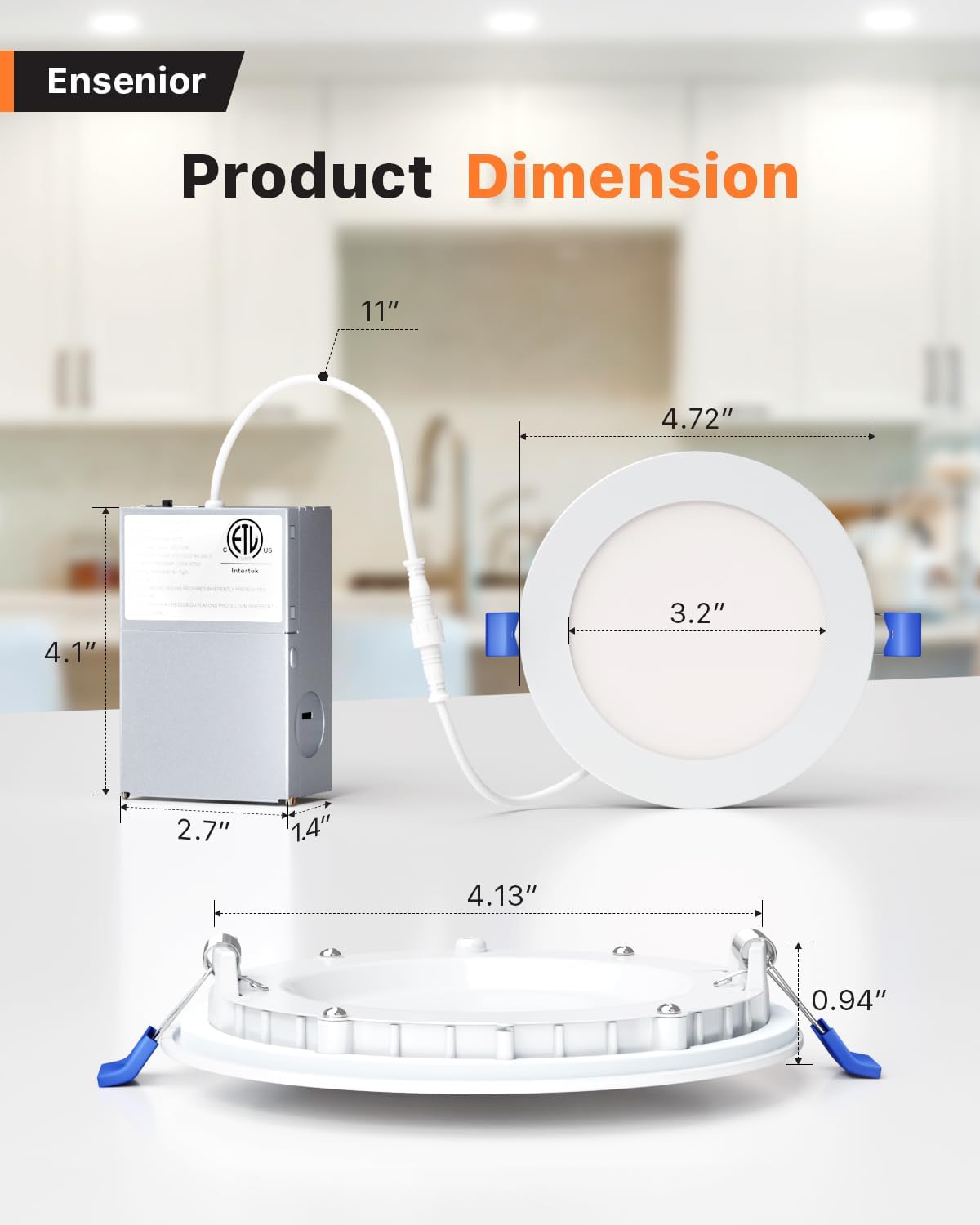Ensenior 16 Pack 4 Inch Led Recessed Ceiling Light, Dimmable, 3500K Neutral White, 750Lm 9W 120V, High Brightness Canless Wafer