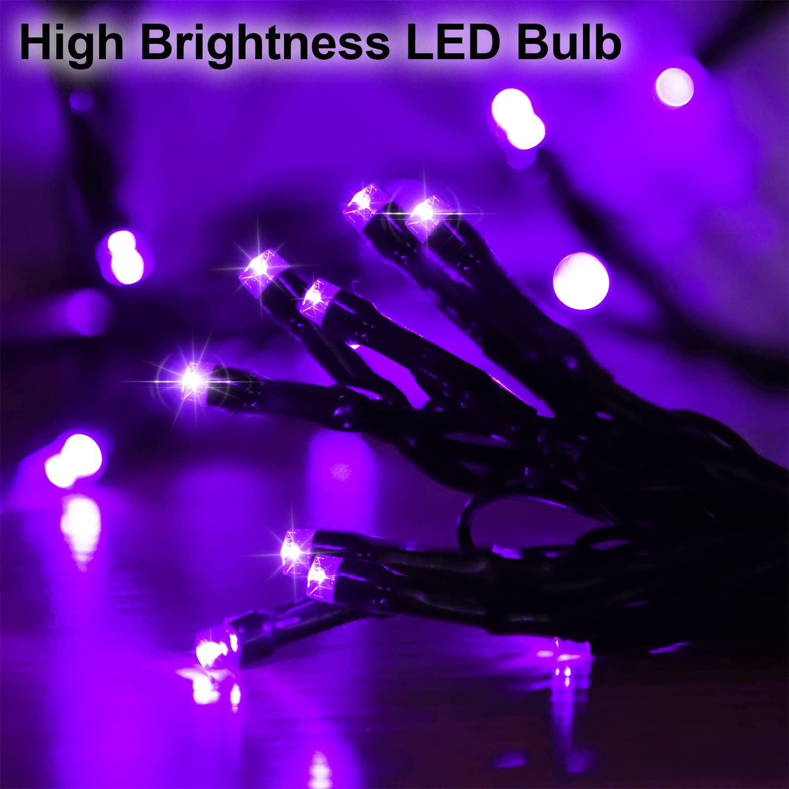 Solar String Lights For Outside, Purple Halloween Lights Outdoor Waterproof 2Pack Total 144Ft 400 Led 8 Modes With Timer, Ip44 T