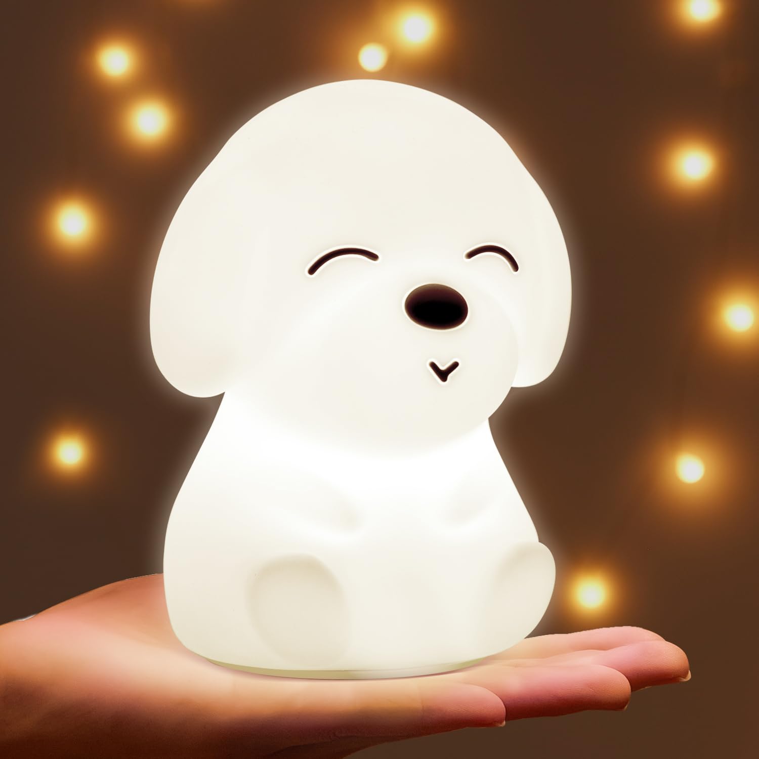 Mubarek Puppy Night Light Lamp, Remote & Timer, 16 Colors, Silicone, Dog with Remote