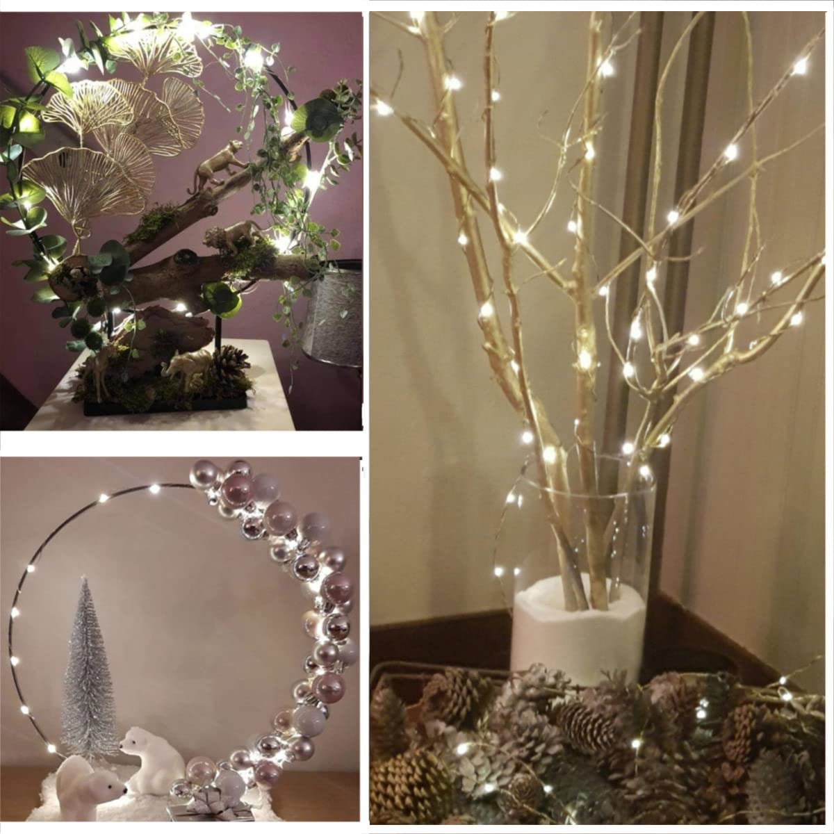SOCO 16 Pack Fairy Lights, Battery Operated, 10ft Silver Wire, 30 LED Cool White Waterproof Mini String Lights for Decorations