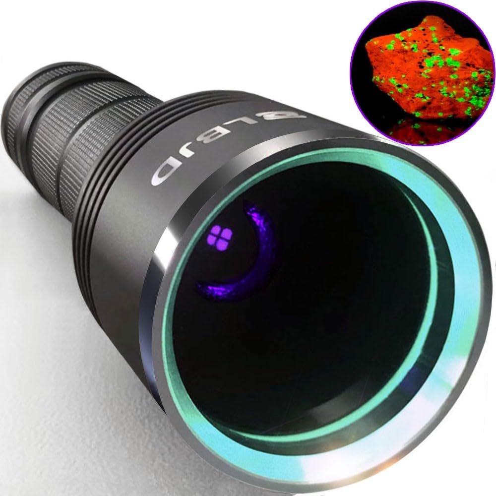 LBJD Black Light UV Flashlight - 365NM Rechargeable, High Power 4 LED, Anodized Aluminum, 4 Core Chip