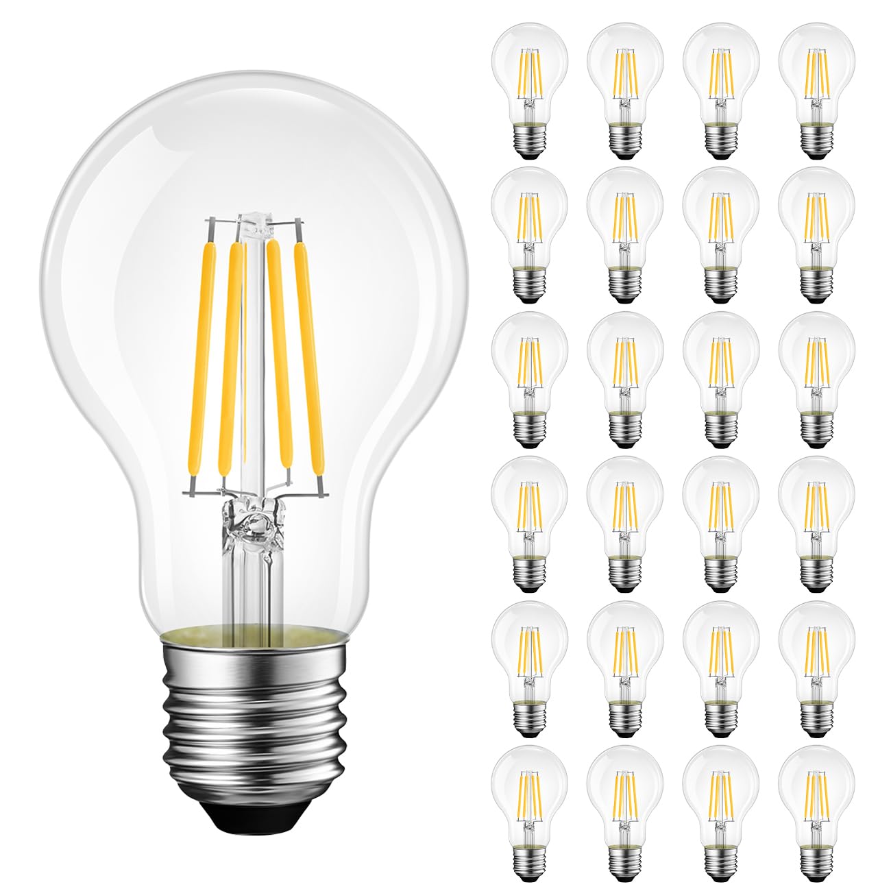 Lvwit A19 Led Vintage Led Filament Bulb E26 Base Dimmable 7W (60W Equivalent),2700K Warm White 800 Lumens,Omnidirectional, Ul-Li