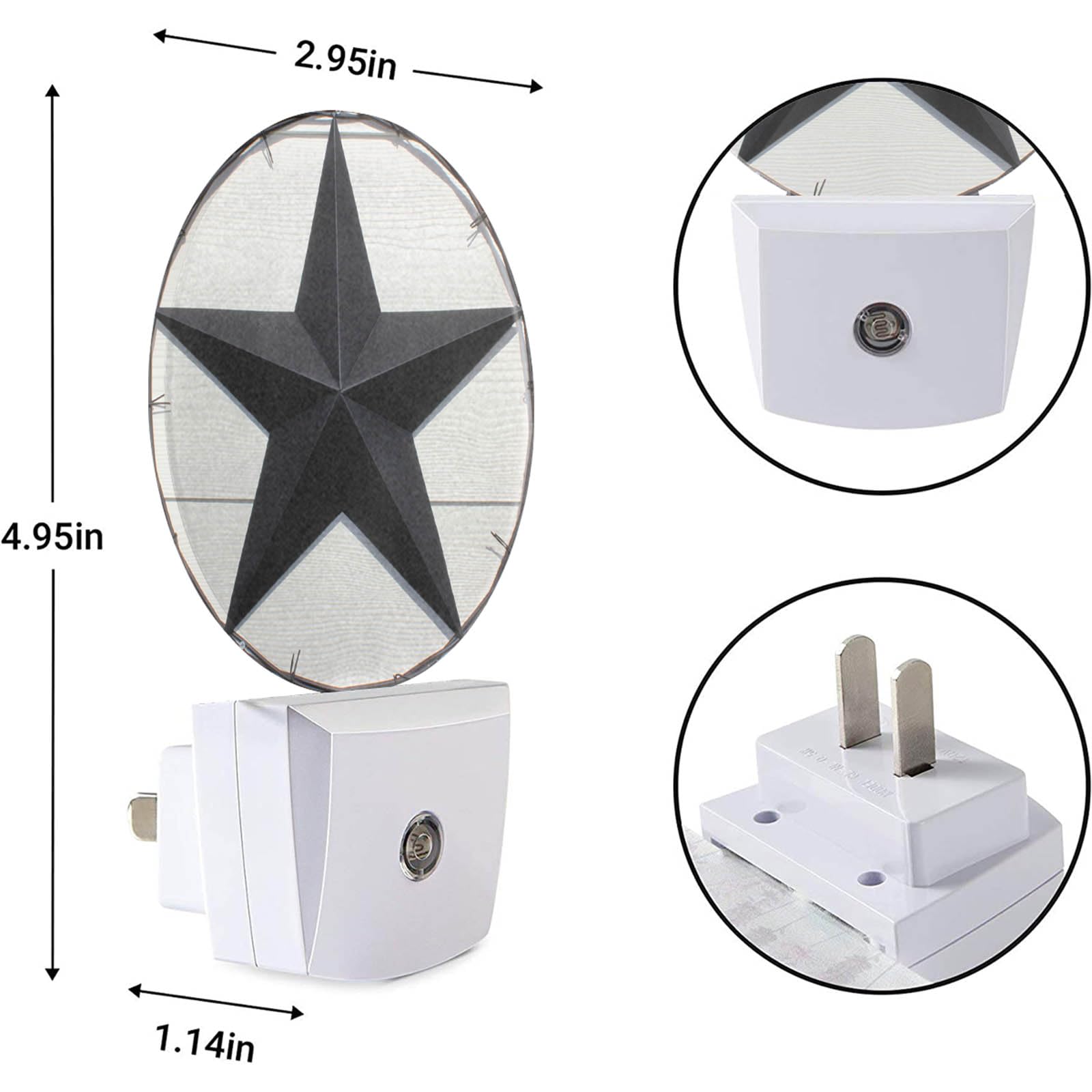 Ekobla Texas Star Night Lights Plug Into Wall Vintage Western Style Retro Star American Led Night Lamp With Dusk To Dawn Sensor