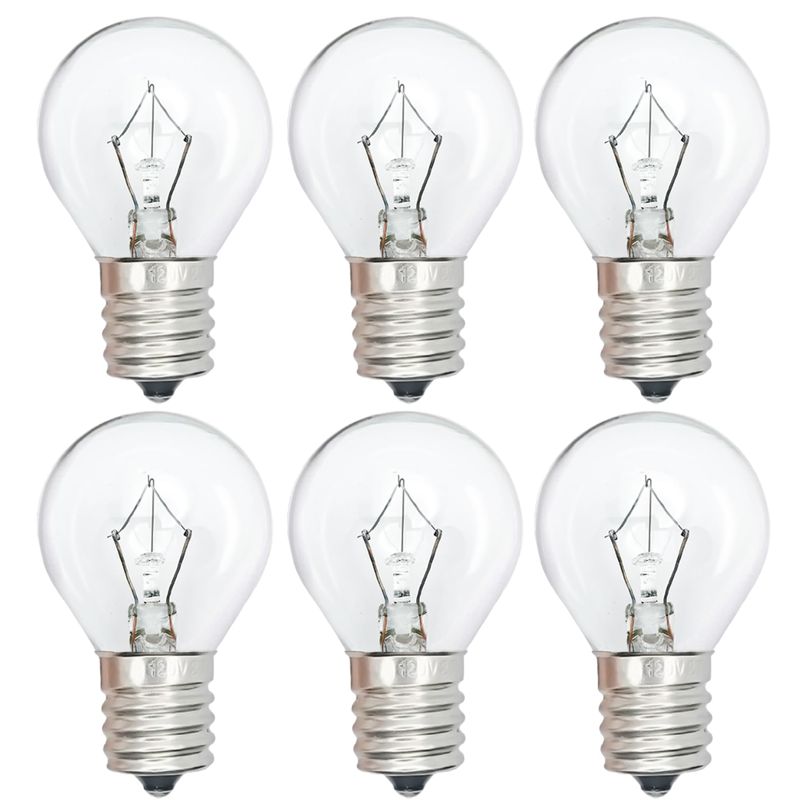PaeorRorL Lava Lamp Bulb 6 Pack, 25W S11 E17 Base, Dimmable 2700K Warm White, Glass, Silver
