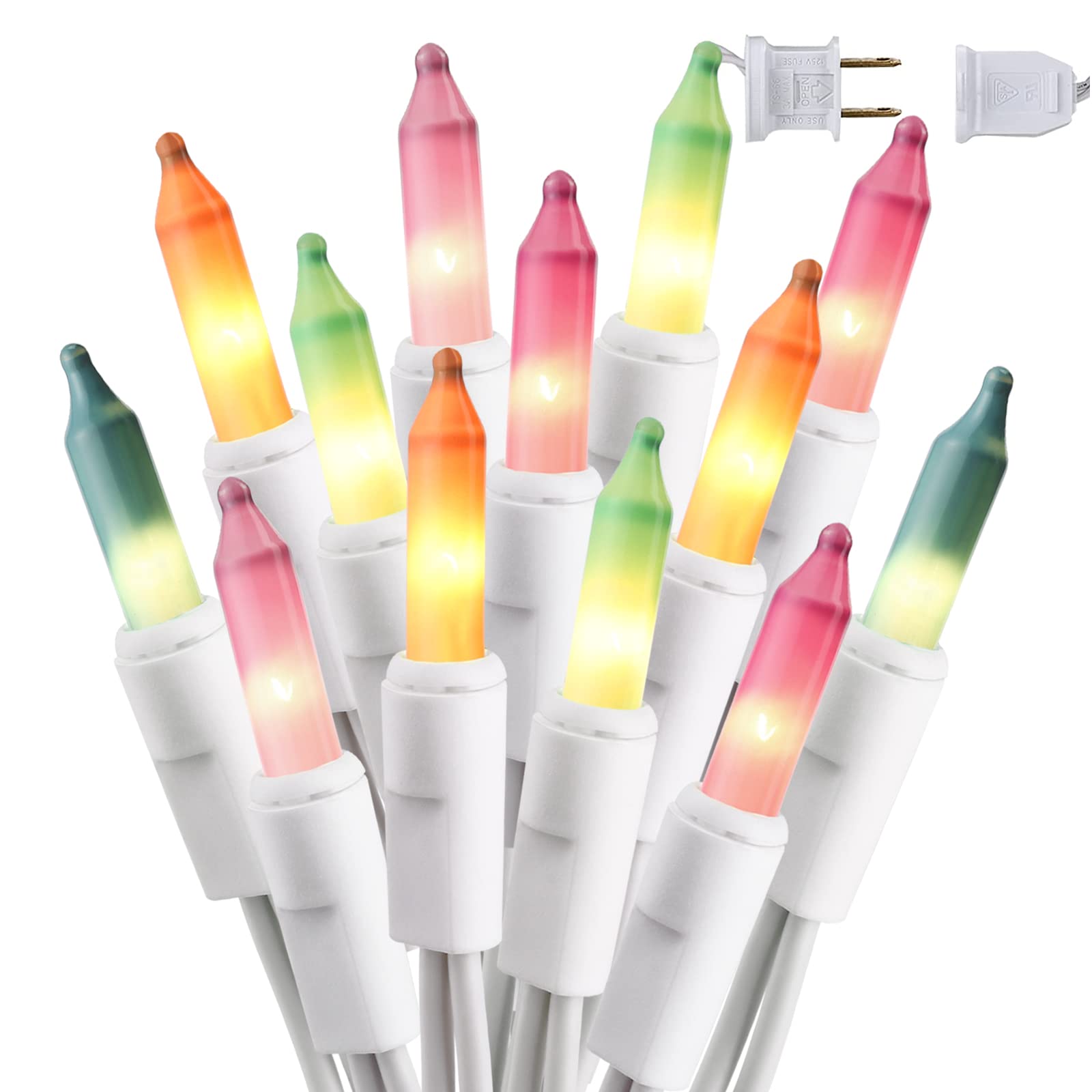 BrizLabs Pastel Easter Lights  34.8ft 150 Count Pastel Lights Connectable  MultiColor Easter Lights String  UL Certificated Mini Lights  Pastel Christmas Lights White Wire for Indoor Easter Tree Decor