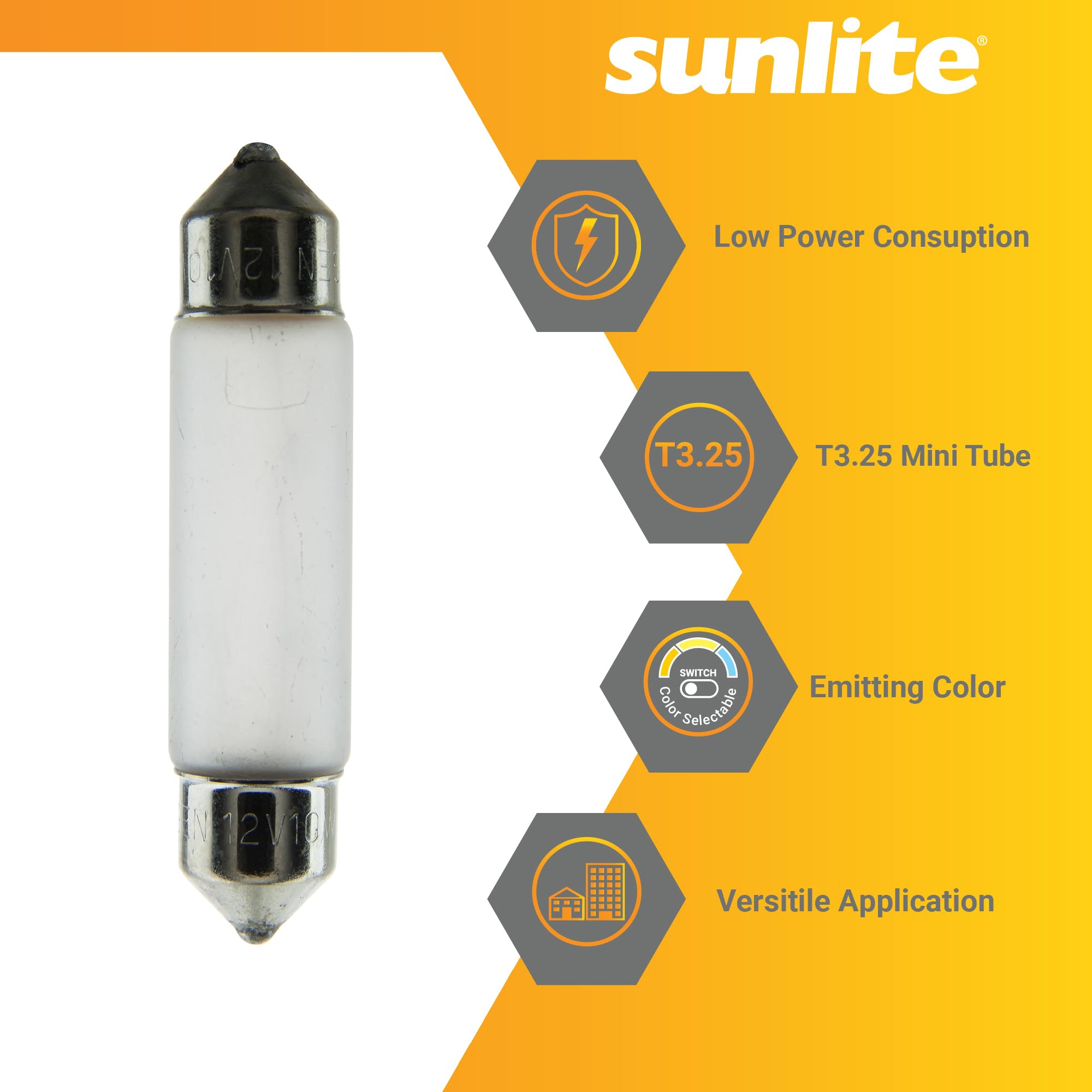 Sunlite Xelogen Festoon T3.25 Mini Tube Light Bulb, 3W, 12V, 25 Lumens, 20,000 Hours, Frost, Low Voltage Landscape Lighting, Ide