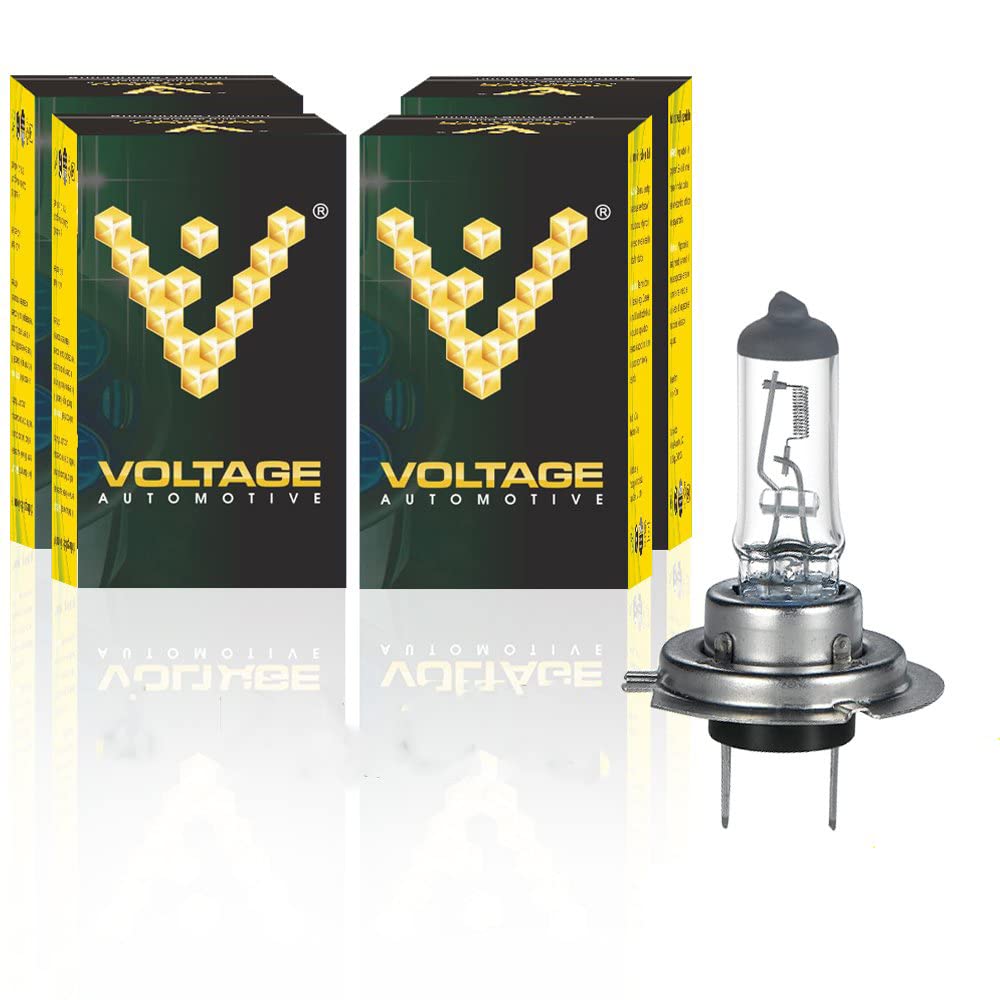 Voltage Automotive H7 Standard Bulb - OEM Replacement Halogen High Beam Low Beam Fog Light Driving Lights (4 Pack)