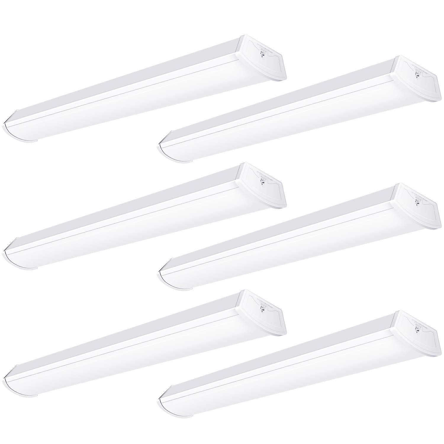 FAITHSAIL Linkable 4FT LED Wraparound Light 40W Flush Mount Garage Shop Lights  4400lm  4000K  4 Foot Linear Wrap Ceiling Lighting Fixture for Workshop Office Kitchen  Fluorescent Replacement  6 Pack