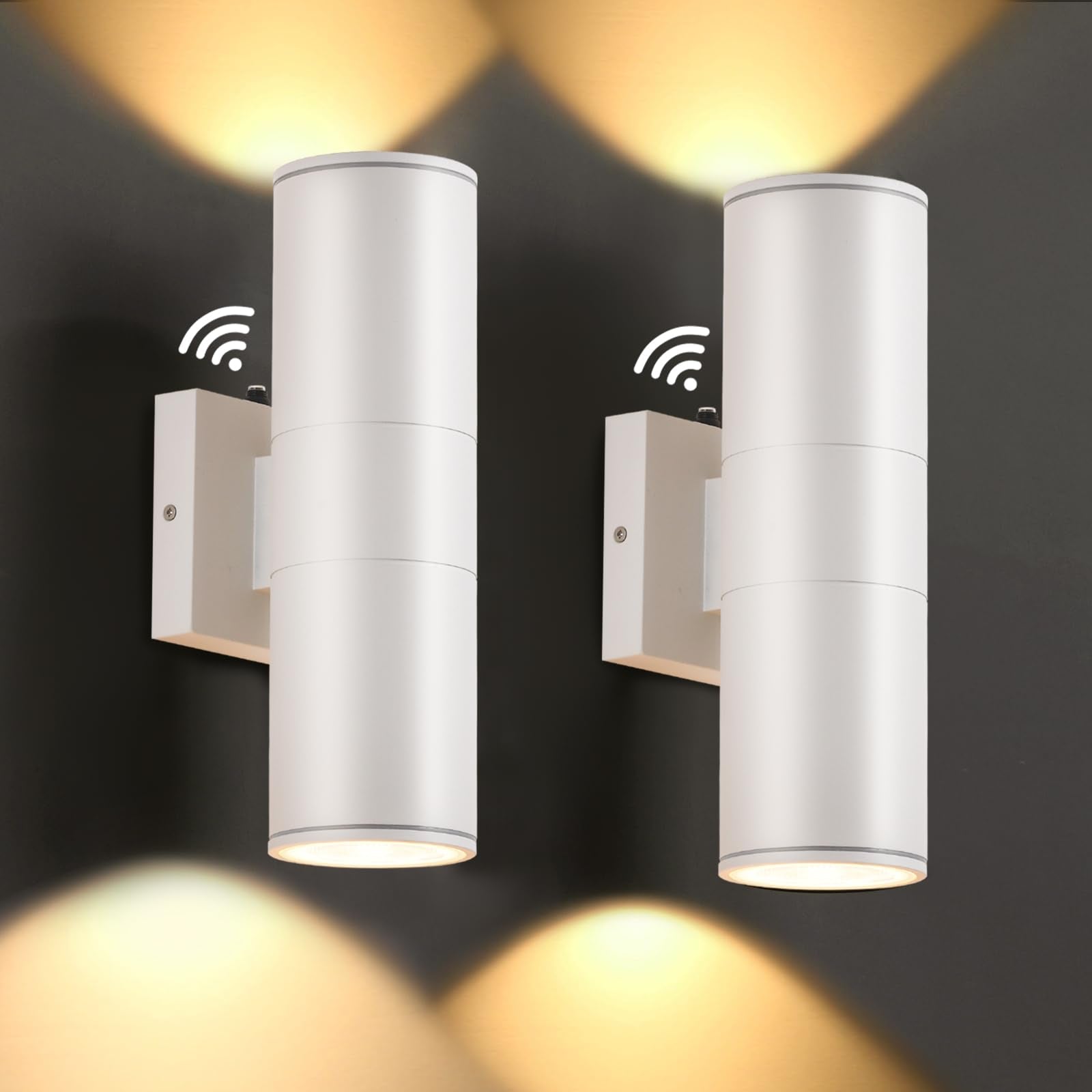 Dakaful Dusk To Dawn Outdoor Lighting Sensor Wall Lights 2Pack  12W 2700K Integrated Led Cylinder Up Down Lights Outdoor  Ip65 Waterproof Aluminum Exterior Wall Sconce For Porch Patio.