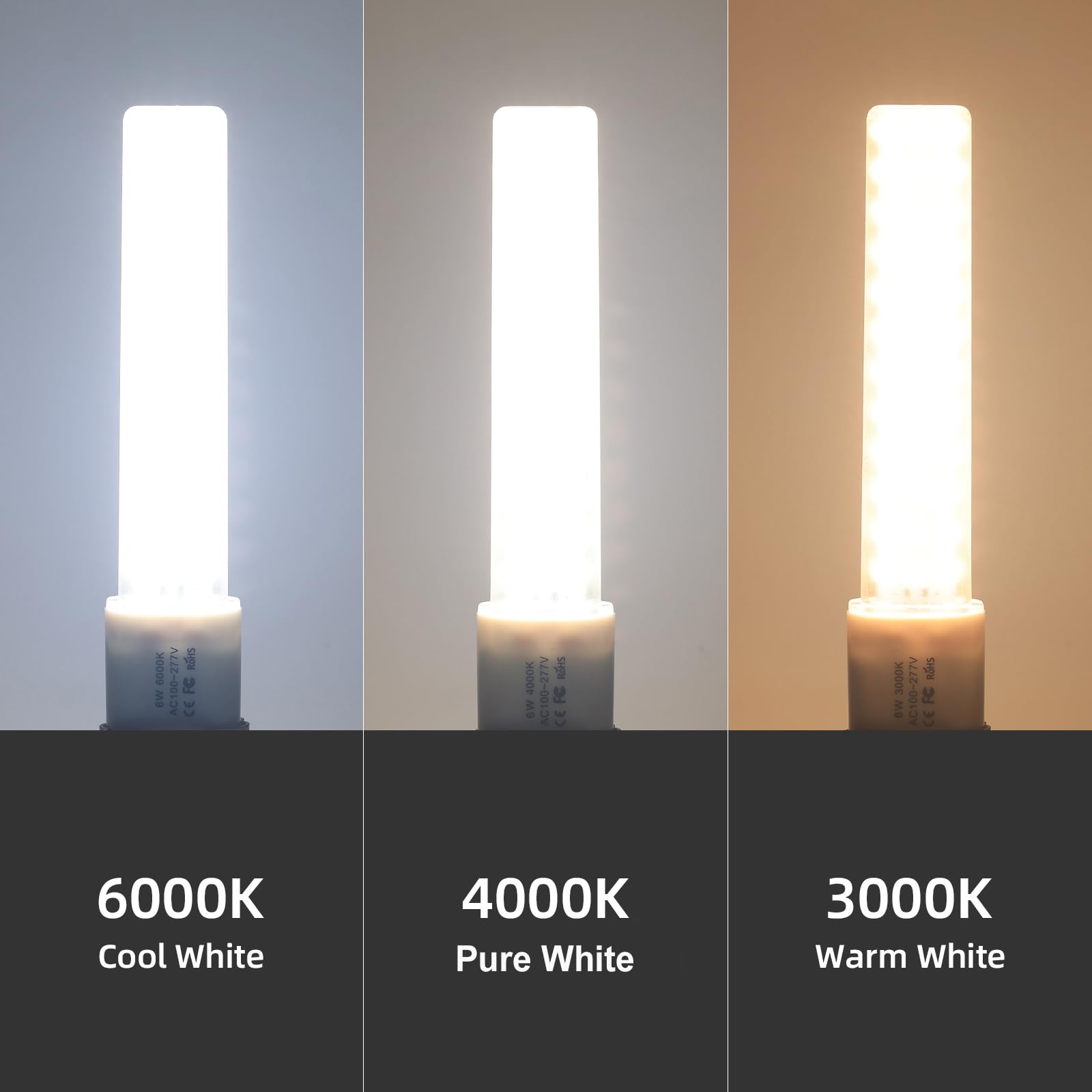 Lidesheng Gx23 Led Light Bulb 6W Plug And Play Equivalent 13W Cfl Led Stick Pl Bulb Gx23-2 Pin Base,360 Beam Angle,Pure White 40