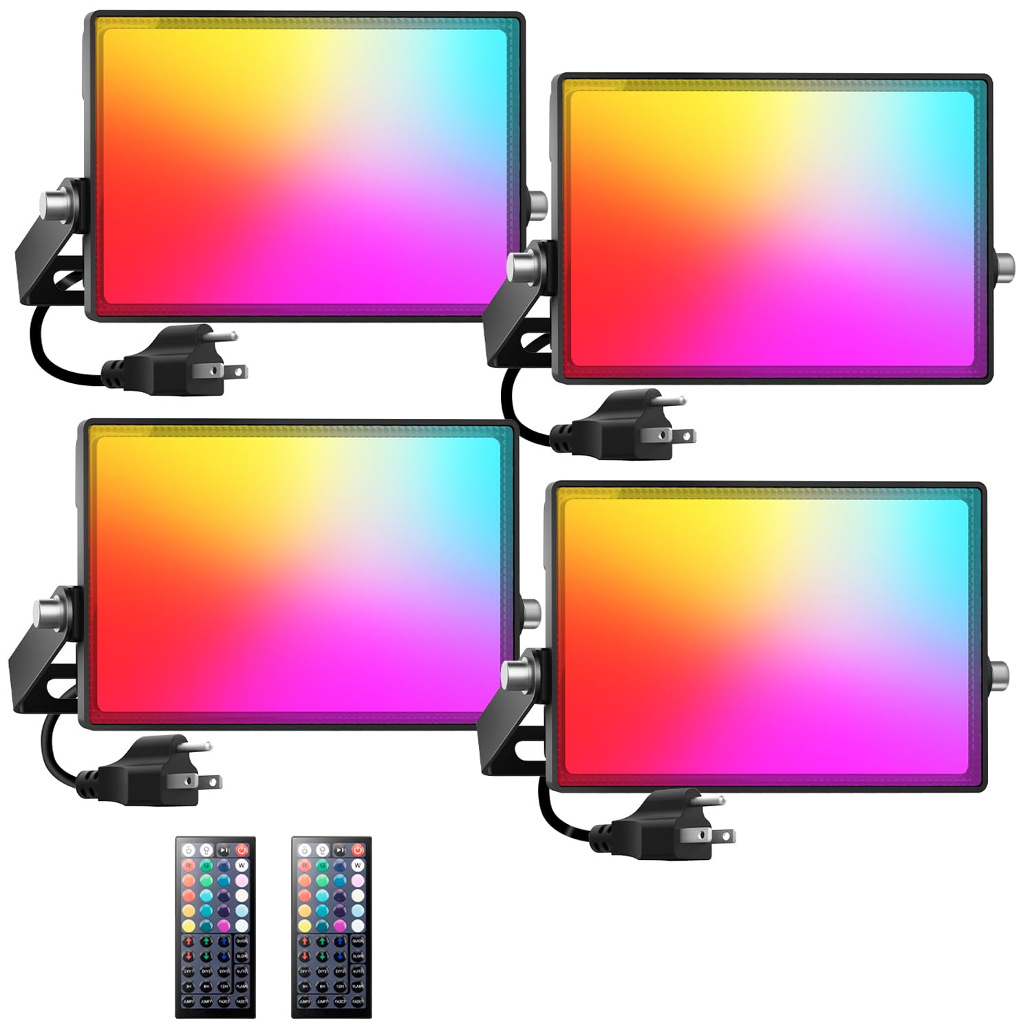 Onforu LED Flood Light Outdoor 800W Equivalent, 100W Color Changing RGBW Floodlight with Remote, Stage Lights Uplights for Event