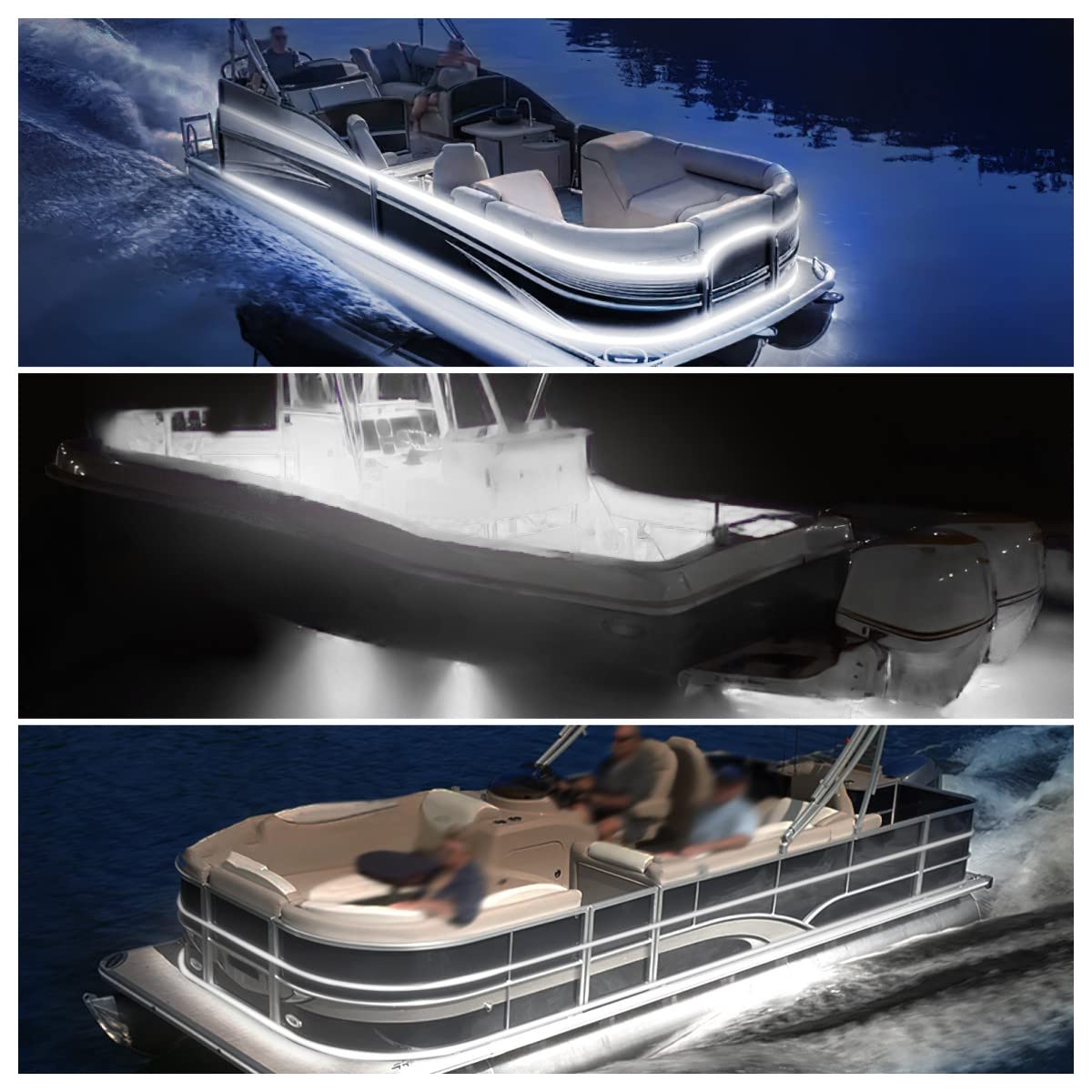 Vbakor 25FT LED Boat Lights, Waterproof Marine Strip Lights, Under Gunnel Lighting, White, Model LMT38RDK3