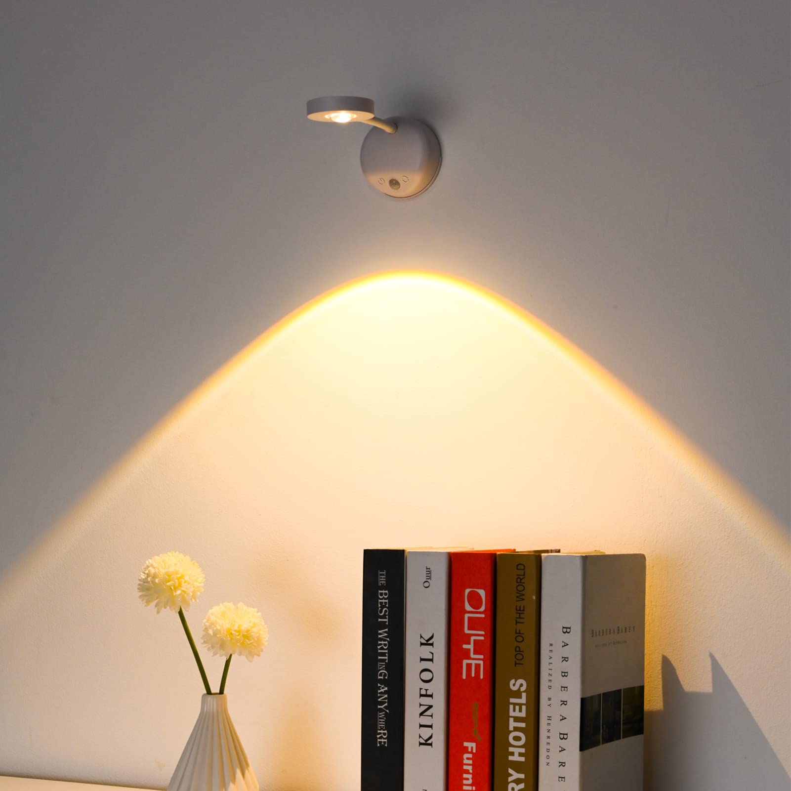 Yuewilai Wireless Picture Light Battery Operated Set Of 2, Painting Light With Motion Sensor And Rotatable Light Tube, Stepless Dimming Art Display Light For Picture Frame