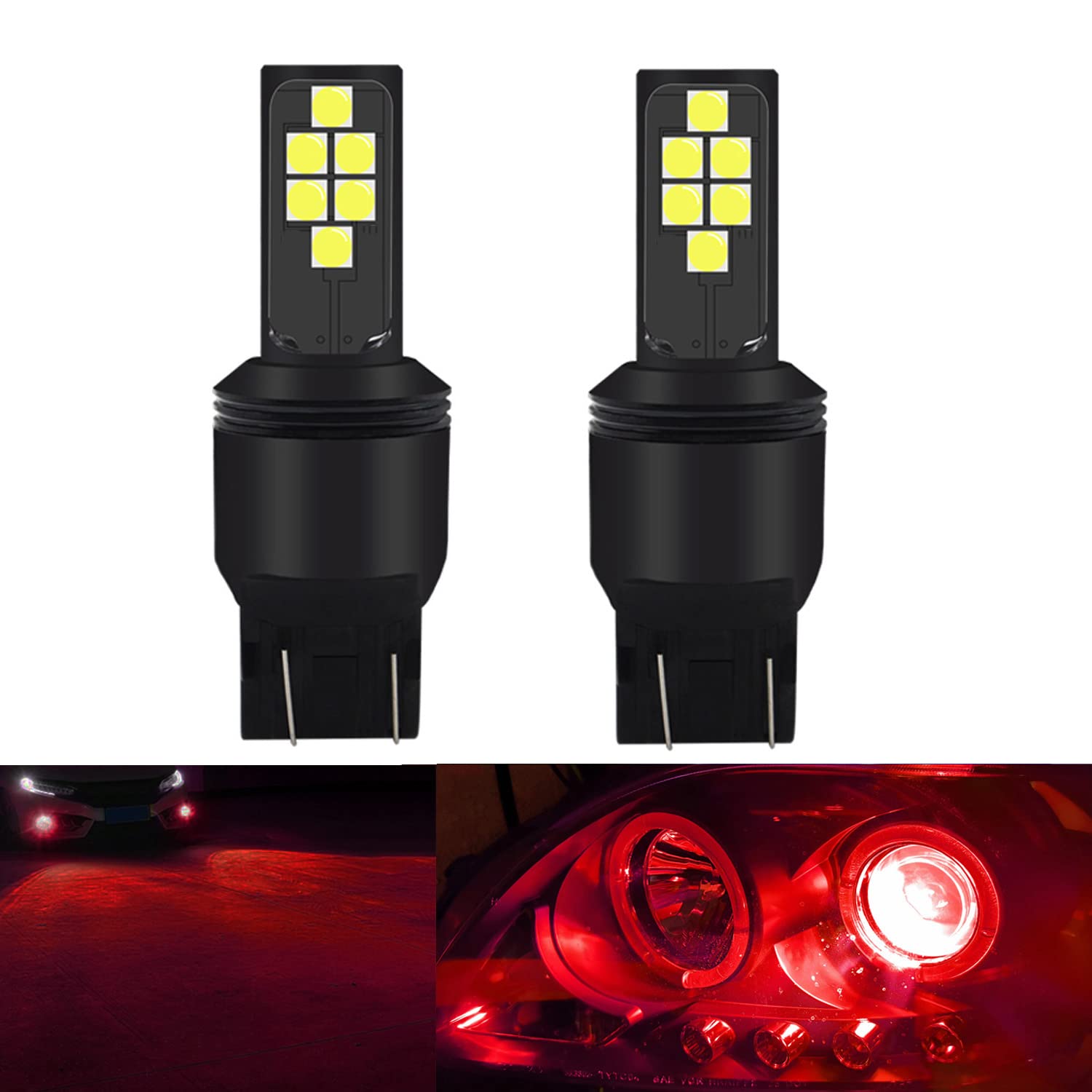 SOCAL-LED LIGHTING Red LED Turn Signal Bulb, 7443 (T20), Plastic, Pack of 2