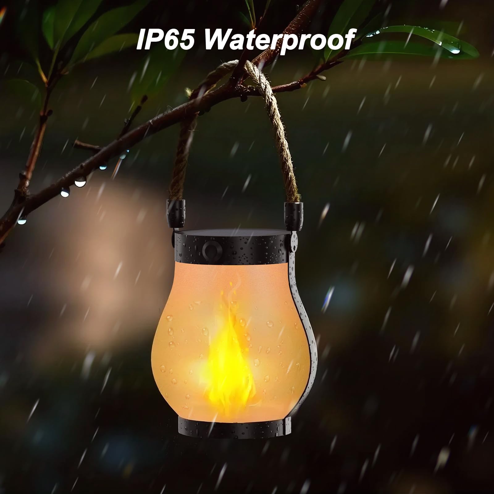 Hompavo Gen2 Solar Lanterns - Waterproof, Realistic Flickering Flame, Dual Charging, 2 Pack, Model HPSL-USAS1