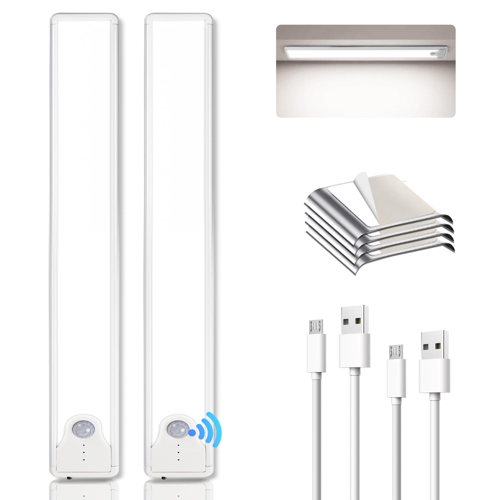 Pak Under Cabinet Lighting, 8 Inch 41 LED Rechargeable Battery Operated Motion Sensor Light Indoor, 1100 mAh Wireless Magnetic D