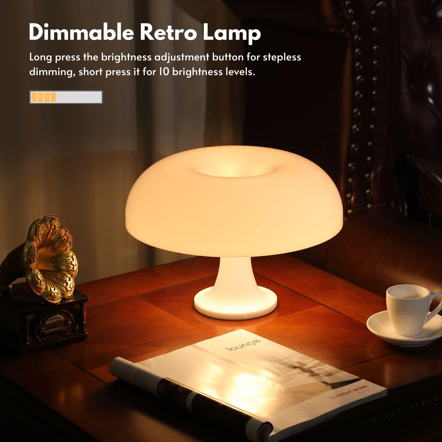 Uehict Mushroom Lamp With 3 Lighting Modes, Dimmable 70S Retro Mid Century Modern Lamp For Bedroom, Funky Unique Lamp For Room D
