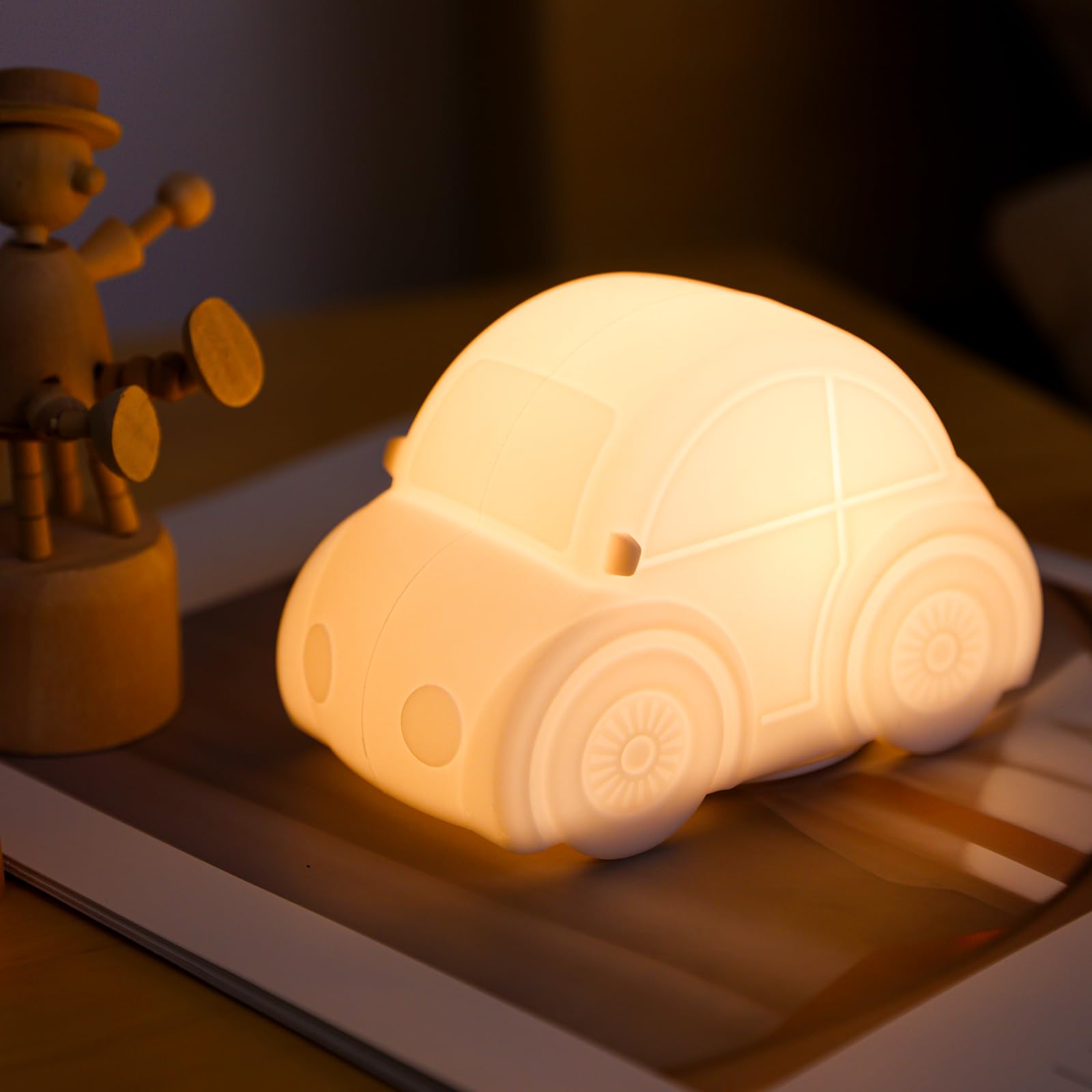 GAGBC Car Night Light, Remote & Tap Control, Color Change, USB-C Rechargeable, Cute Lamp for Kids
