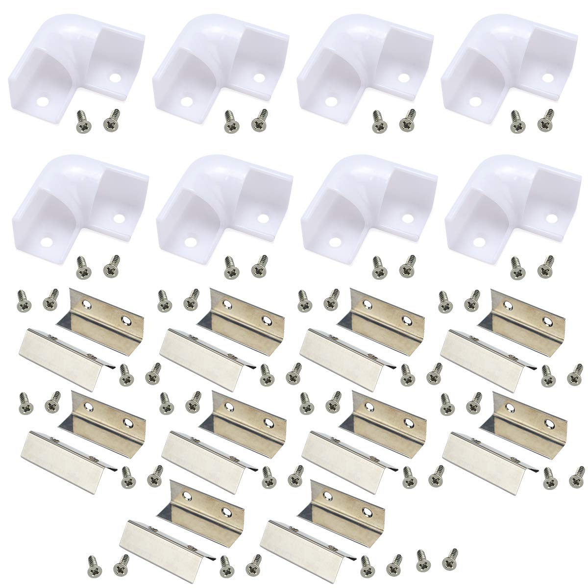 Muzata 8PACK LED Channel Corner Connector Kit L-Shape Adaptor and 20PCS Extension Connectors for V-Shape V1SW Aluminum Channel, 