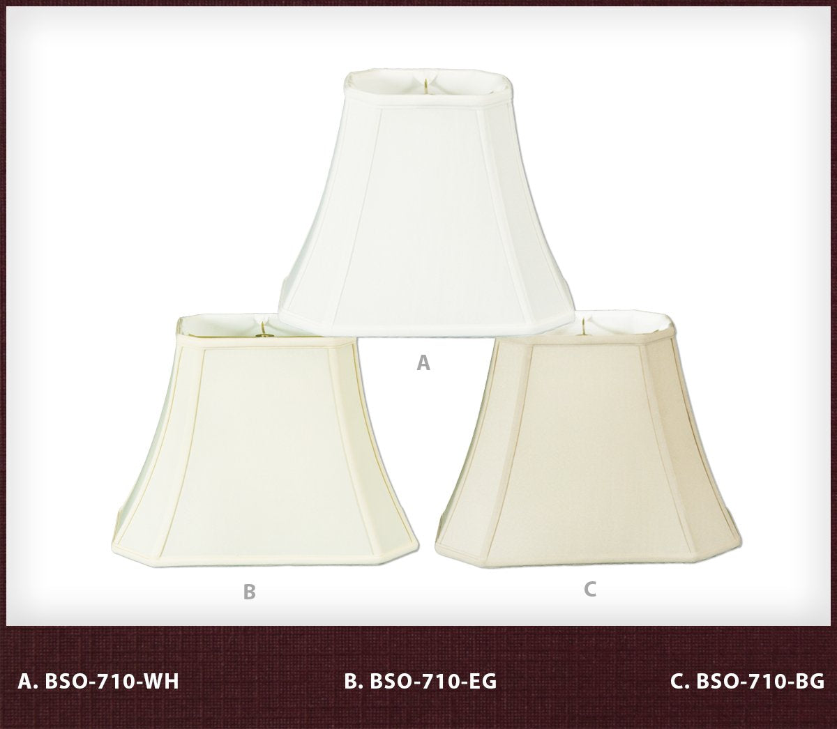Royal Designs, Inc. Rectangle Cut Corner Lamp Shade, Faux Silk, 6.5 x 12 x 10, Eggshell, Model BSO-710-12EG