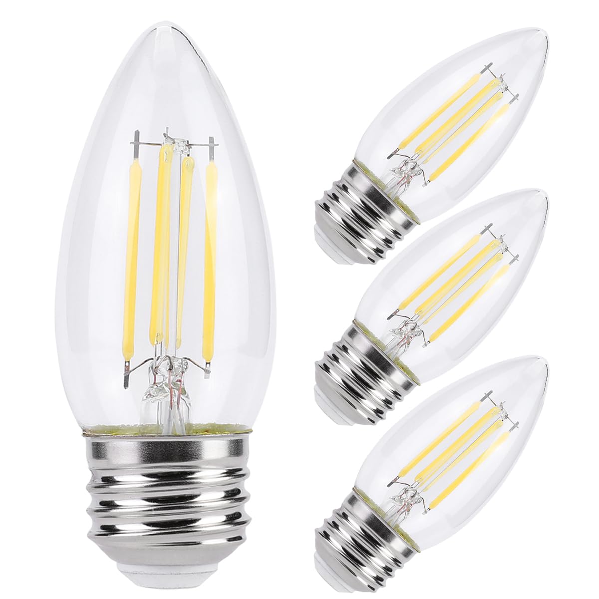 KINUR E26 Candelabra led Light Bulbs 4 Watt (40 Watt Equivalent) LED Chandelier Light Bulbs 5000K Soft White Chandelier Decorati