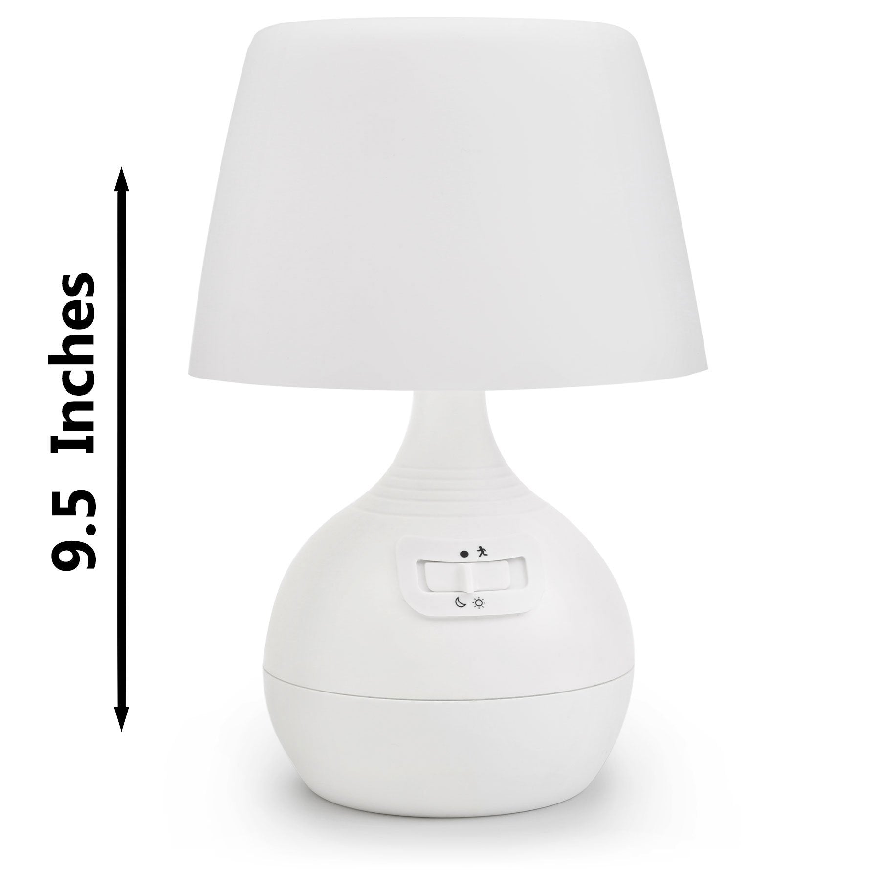 Ivation 12-LED Motion Sensing Table Lamp, Automatic & Manual Settings, White, Model IVAMSLP05, Battery Operated