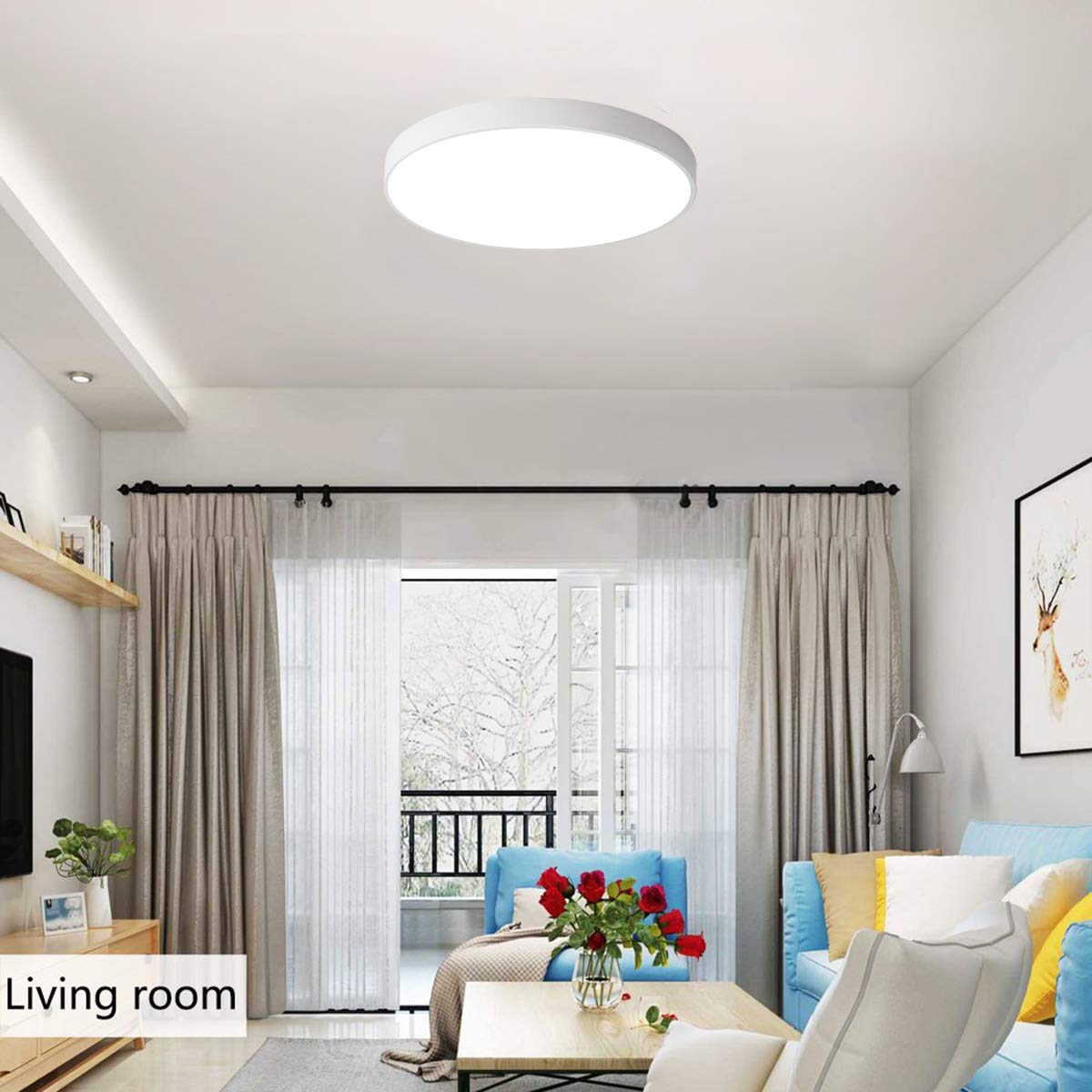Ganeed Led Ceiling Lights 39W 19.6Inch Modern Ceiling Lamp Flush Mount Lighting Fixture Round 6500K Cool White Ceiling Lighting For Dining Hallway Living Kitchen Bedroom Room