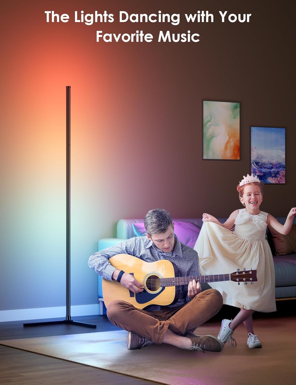 boostool 2 Pack Corner Floor Lamp, 65 RGB LED Corner Lamp, Color Chang ...