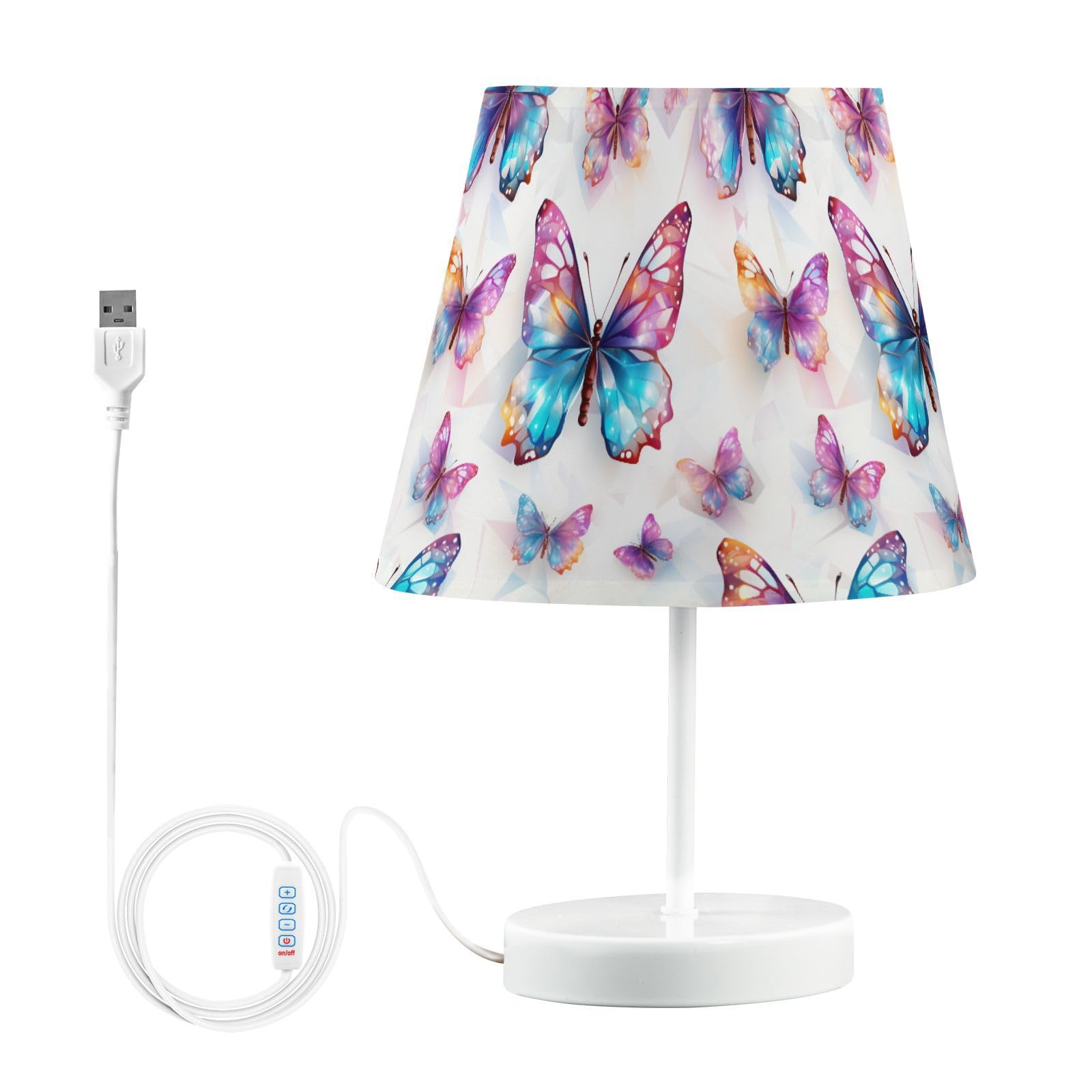 BOENLE Bedside Lamp Butterflies Table Lamp Bedroom LED Nightstand Desk Lamp Lampshade for Sleeping Living Room Dorm Office