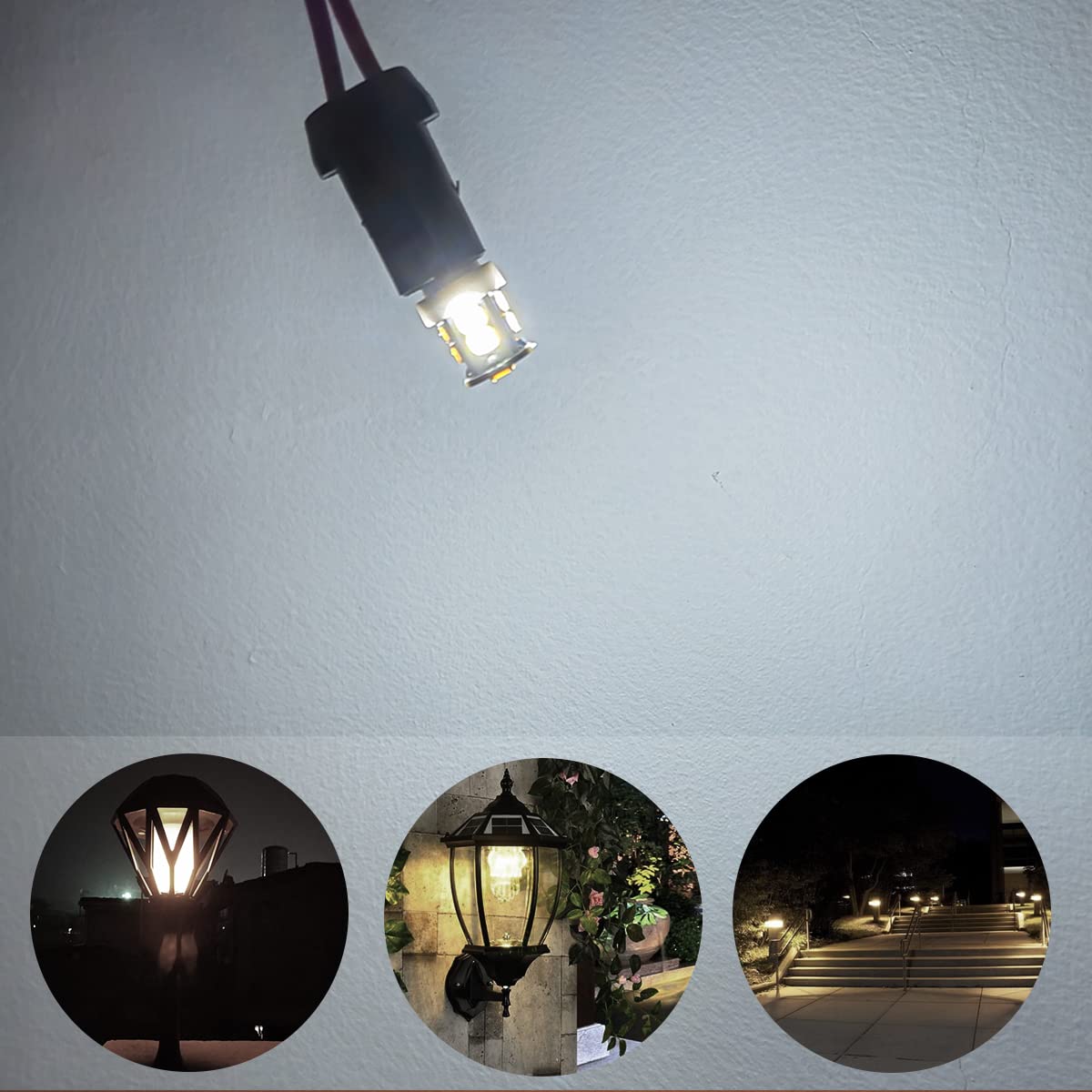 HUTTUUBUDU LED Landscape Light Bulbs 1W 12V Cool White 6000K, Wedge Base T5, 8 Pack Garden Bulbs, Low Voltage Incandescent