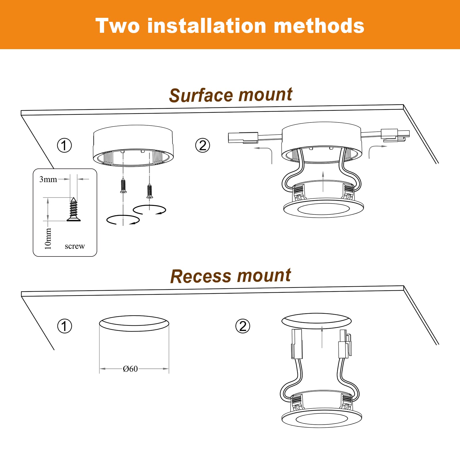 Lumiland Wired Led Puck Lights (2.7Wx3) Plug-In Lighting Natural White (4000K)  Led Cabinet Light For Kitchen Can Be Surface Mount Or Recess Mount  Satin Nickle