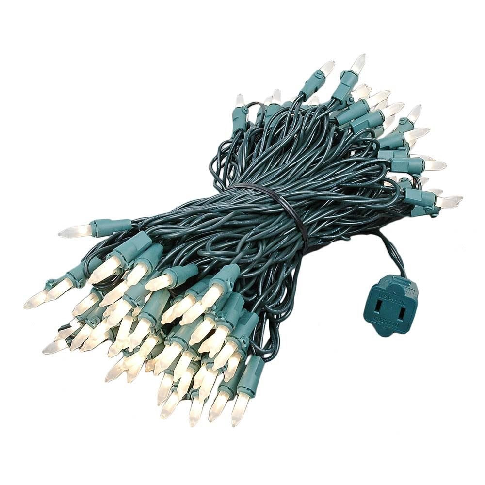 Novelty Lights 50 Feet 100 Bulbs Traditional Incandescent Mini Lights, Frosted On Green Wire With 6 Spacing, Commercial Grade An