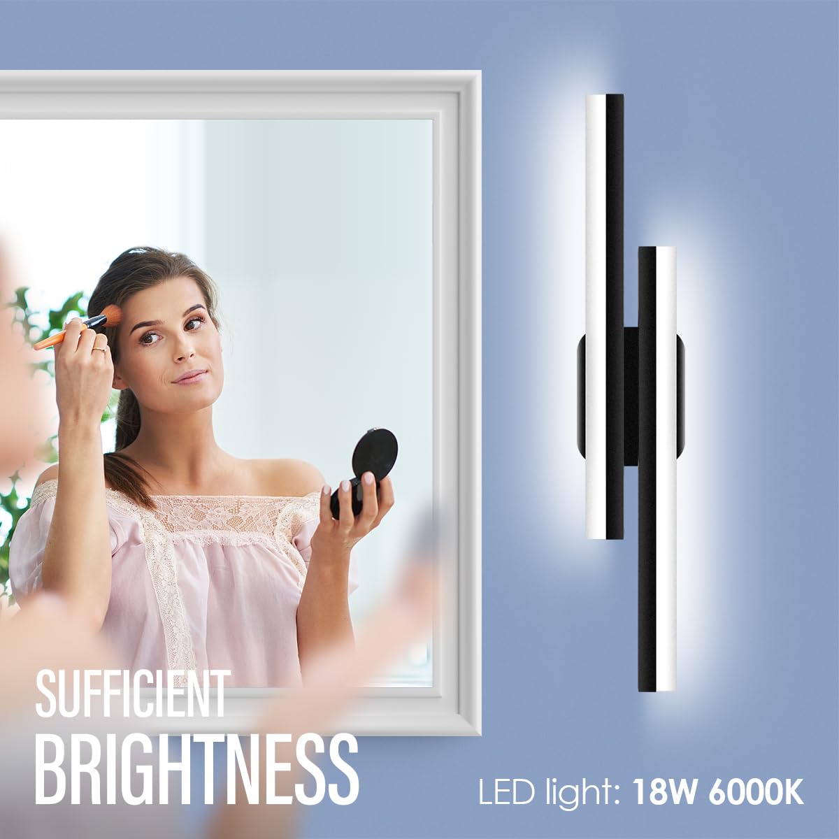 Yarra-Decor 24 Inch LED Bathroom Vanity Light Bar, Black Stainless Steel, Daylight White 6000K, Model 24in Vanity lights 001