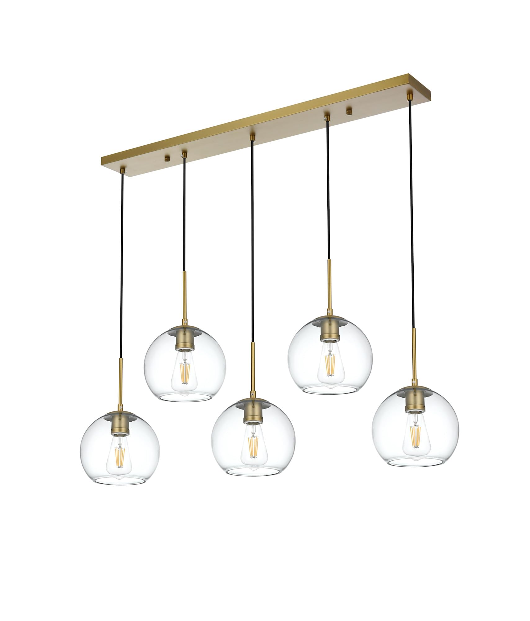 Living District Baxter 5-Light Pendant, Chrome Metal & Glass, LD2228C