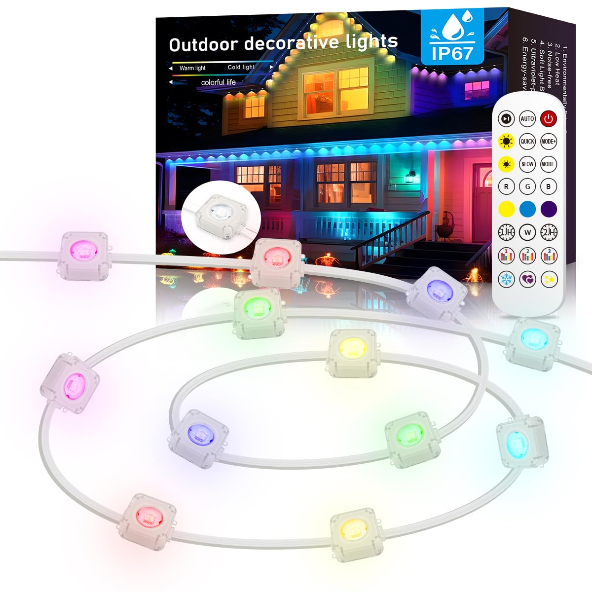 Permanent Outdoor Rgb Lights - Ip67 Waterproof Smart Led Eaves Lights With App/Remote Control,For Christmas And All Holiday Deco