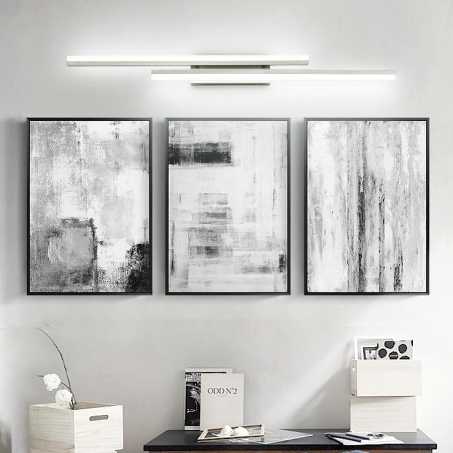 PRESDE 48in Dimmable LED Bathroom Vanity Light Fixture, Brushed Nickel, Cold White 6000K, Modern Design Over Mirror Lighting