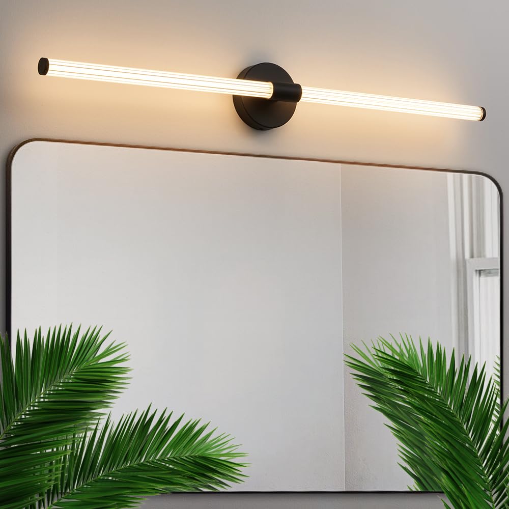 Gednbo Dimmable LED Bathroom Vanity Light, 39 Inch Black Metal Sconce, Model 1738, Modern Over Mirror Lighting