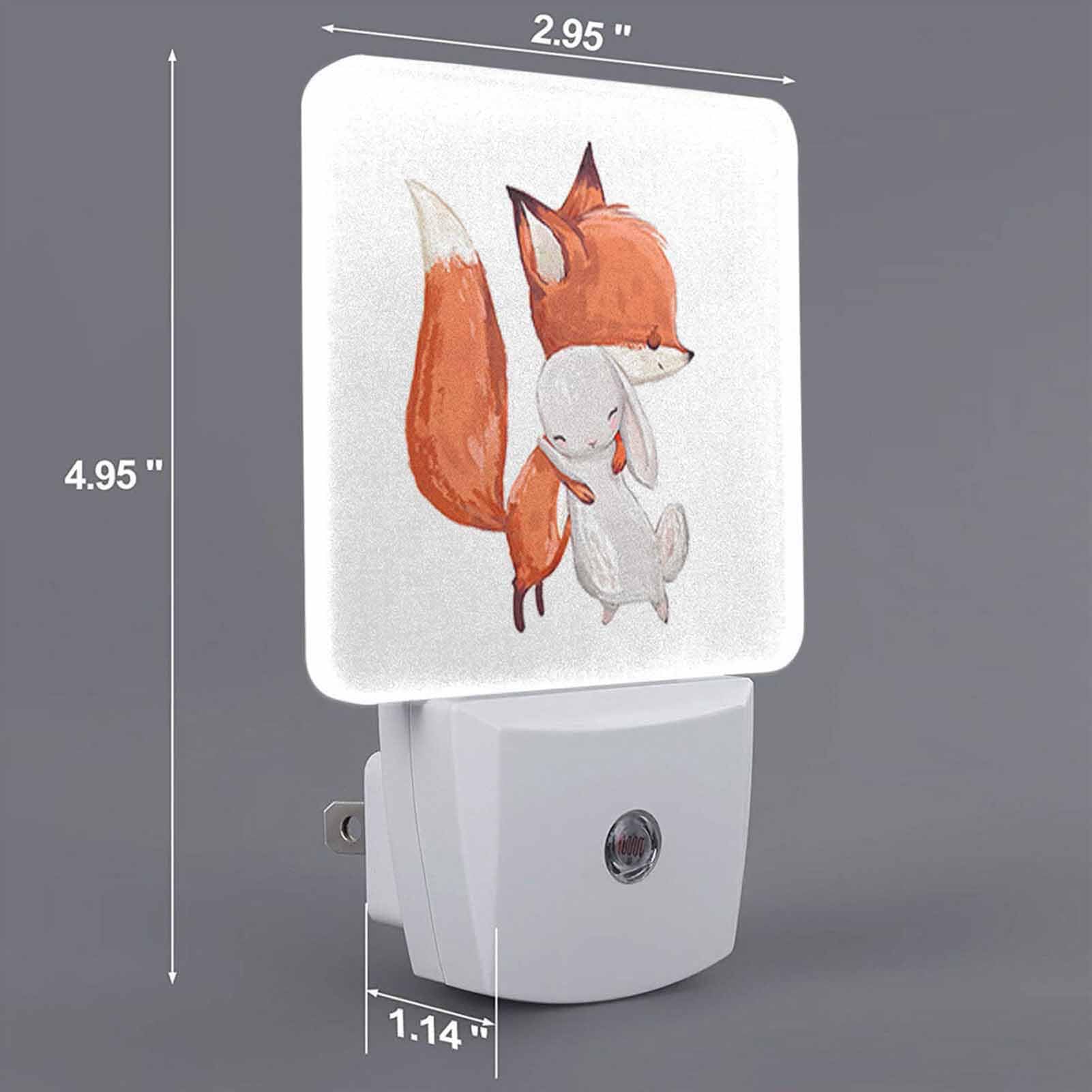 Chrobak LED Night Light with Dusk to Dawn Sensor, Fox and Hare Design, Energy Efficient, Model WML-Night-Light-231023-139