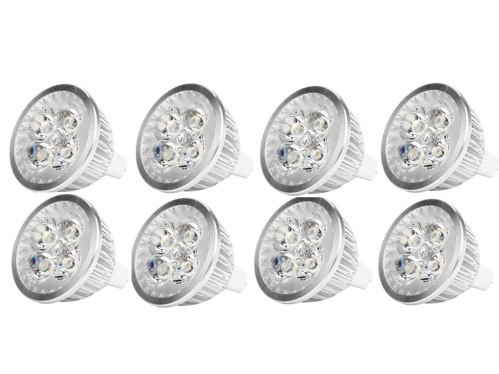 K JINGKELAI 4W LED MR16 Bulbs, Cool White 6000K, GU5.3 Base, 8 Pack, 12V, Metal, Equivalent to 