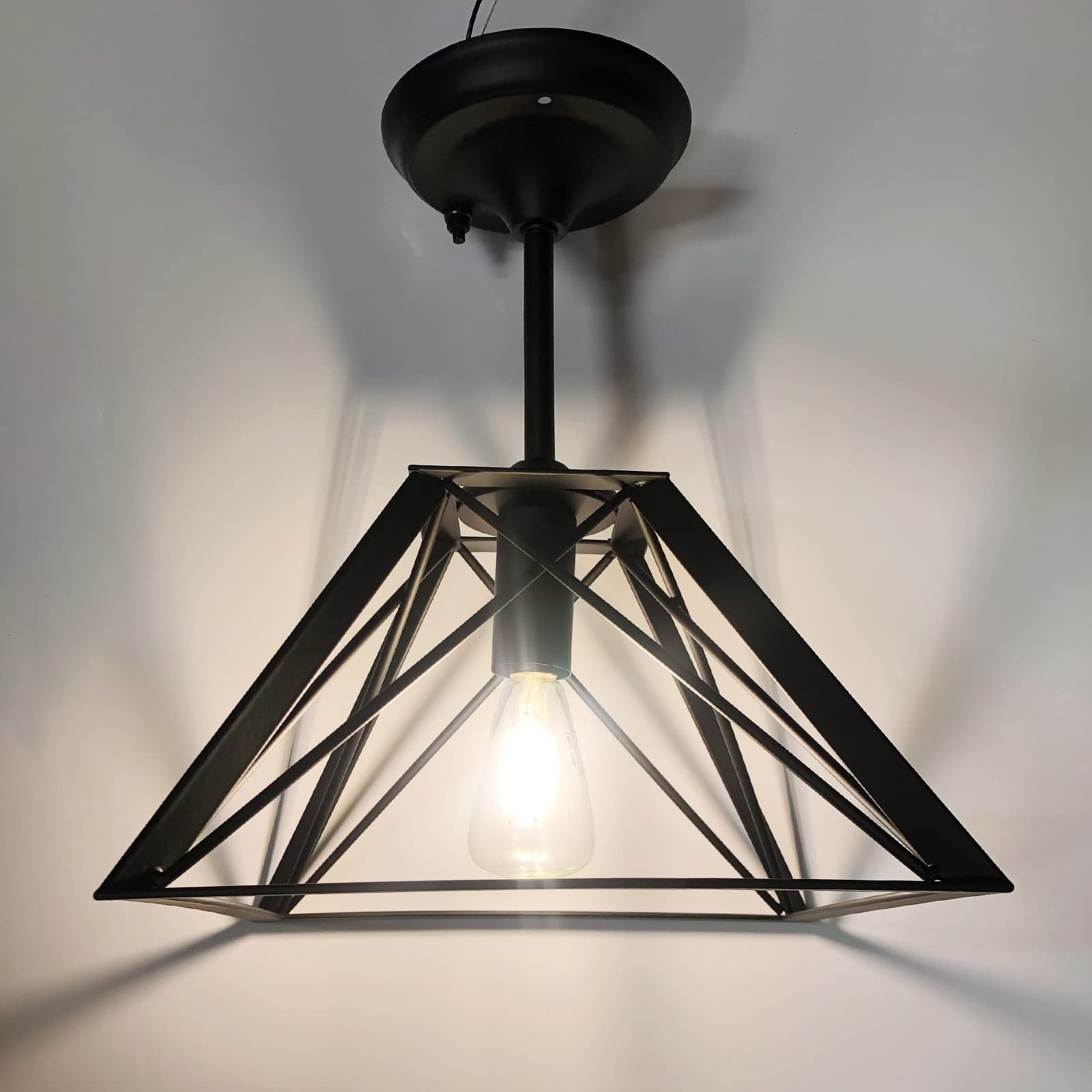 Dream Lighting 12V RV Dinette Ceiling Light Fixture, Vintage Edison Bulb, Matte Black, 12 inch, Model DD-X6F15