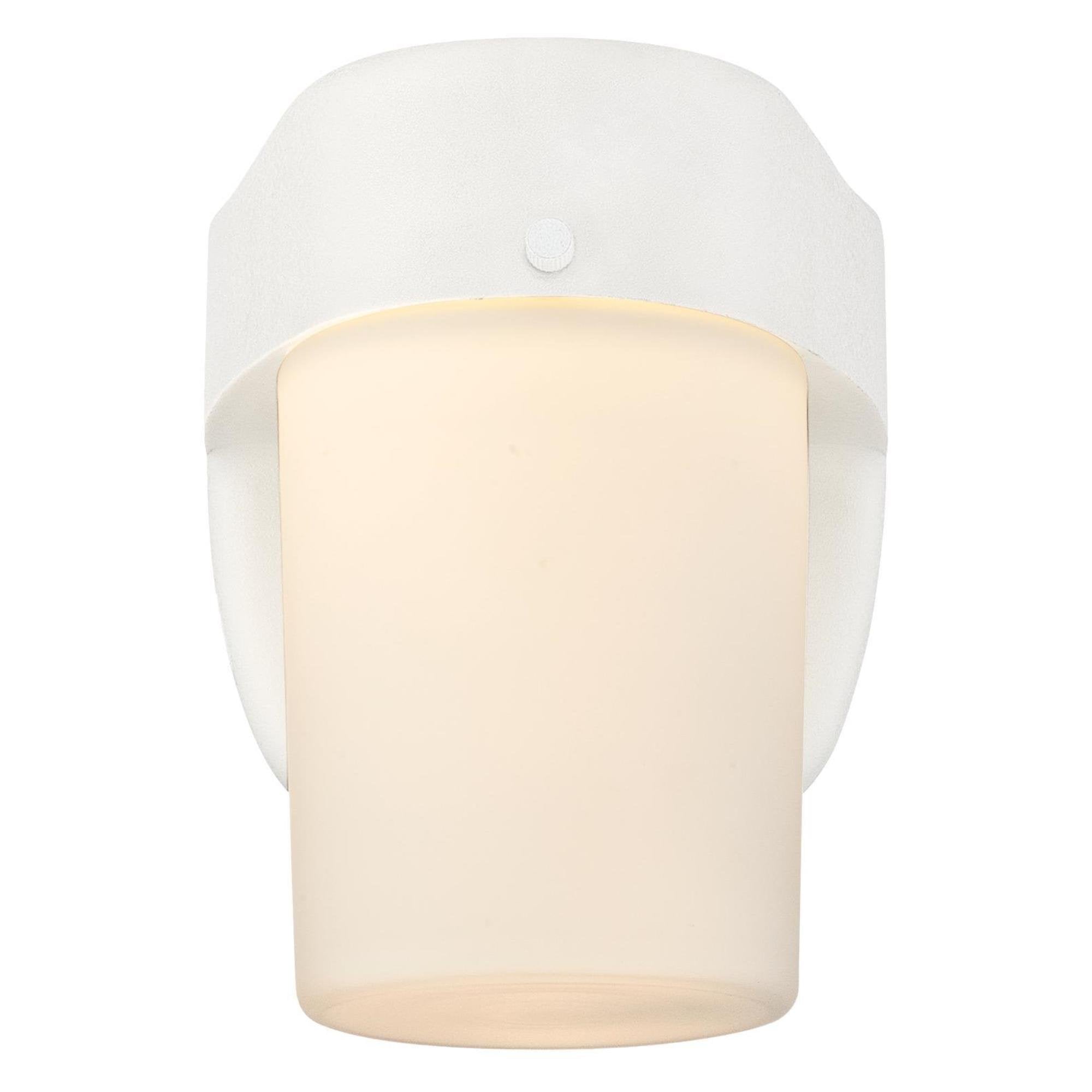 6106800 One-Light Dimmable LED Outdoor Wall Fixture with Dusk to Dawn Sensor, White Finish with Frosted Opal Glass