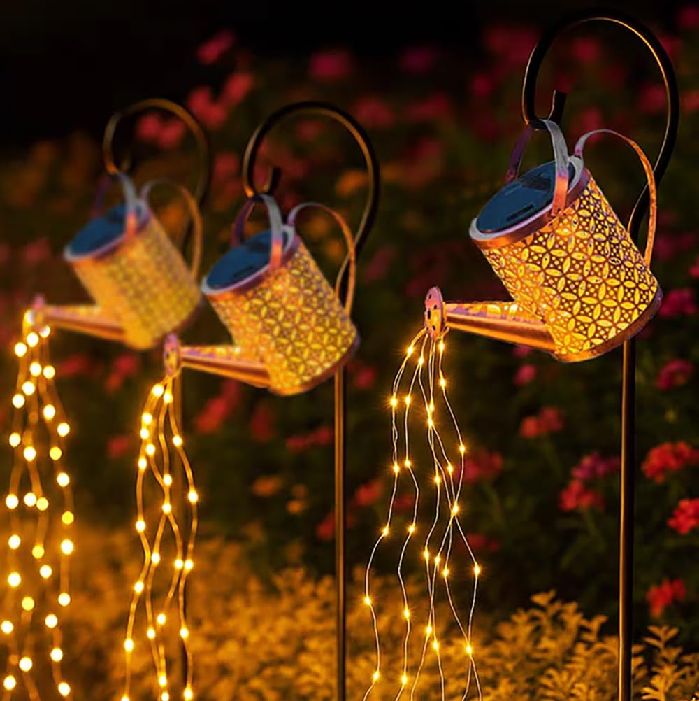 ZUSONUD Solar Lights Outdoor - Watering Can Lantern, Warm Yellow, Copper, 8.6x6x6 Inches, Model LAMP 0420, Waterproof Patio Decor