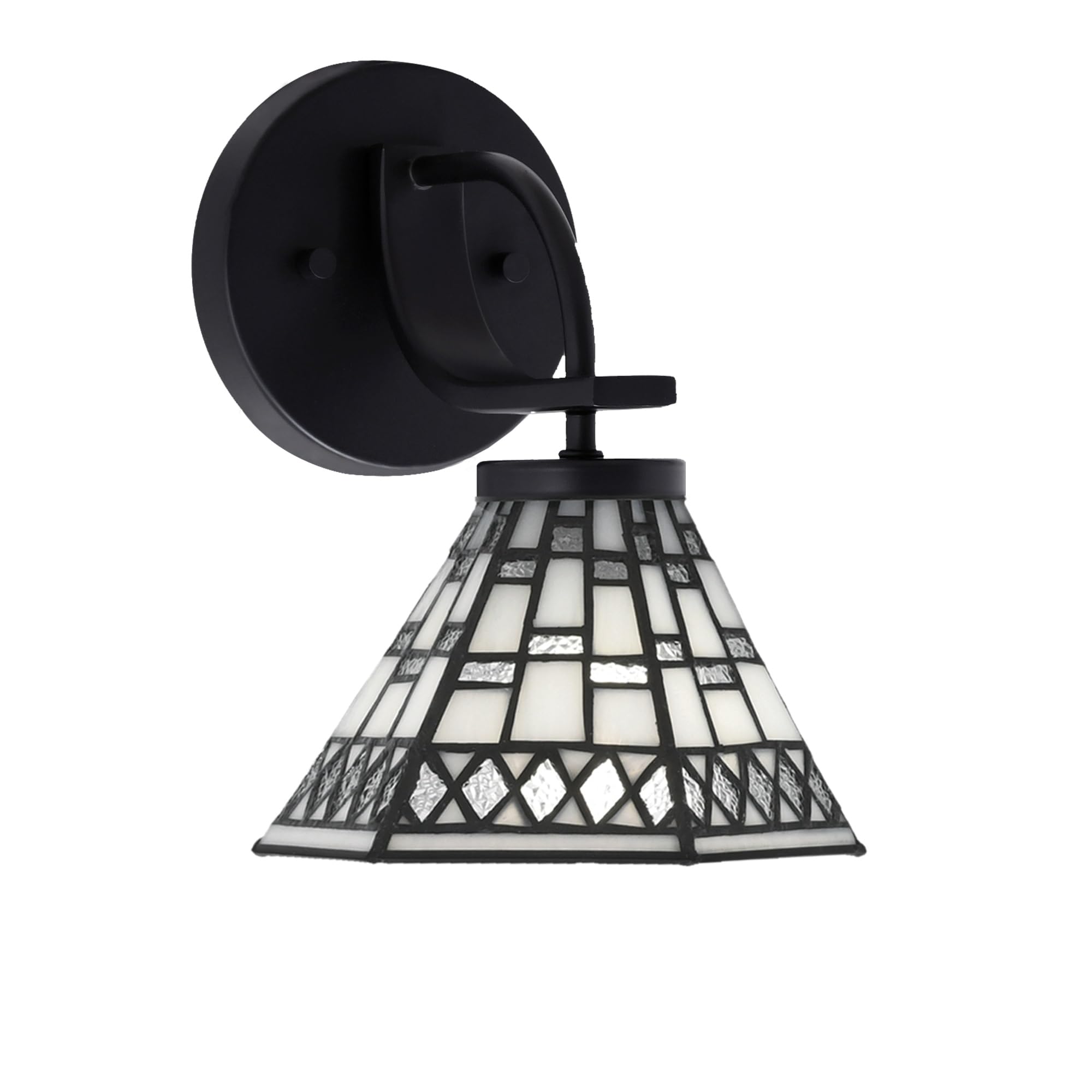 Cavella 1 Light Wall Sconce Shown In Matte Black Finish With 7" Pewter Art Glass