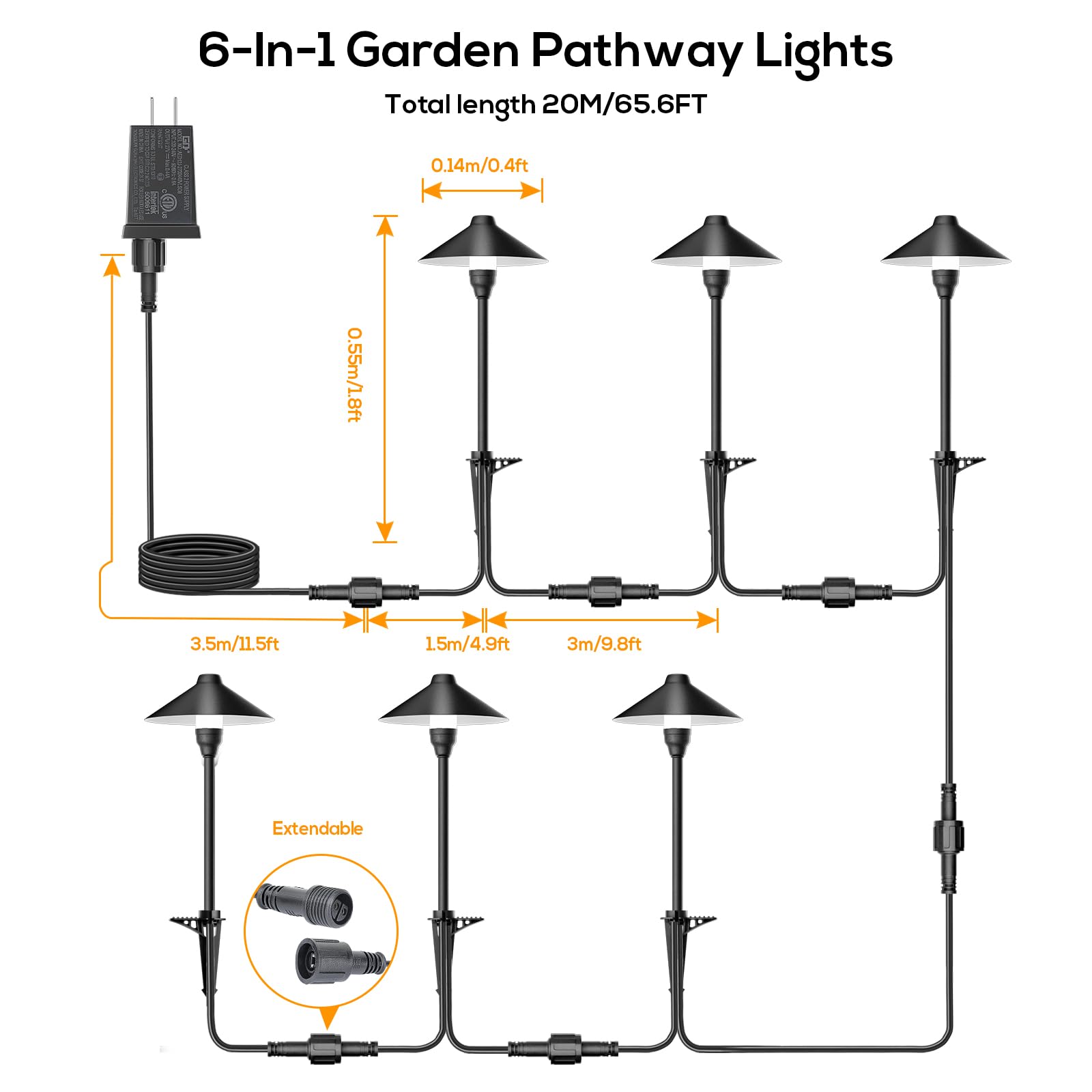Neymlya Low Voltage Pathway Lights With Timer  Plug In Landscape Path Lights 4H/6H/8H Timing  3000K Led Landscape Lighting Ip65 Waterproof Etl Listed  Set Of 6 Lights Total 18W  Non-Hardwired