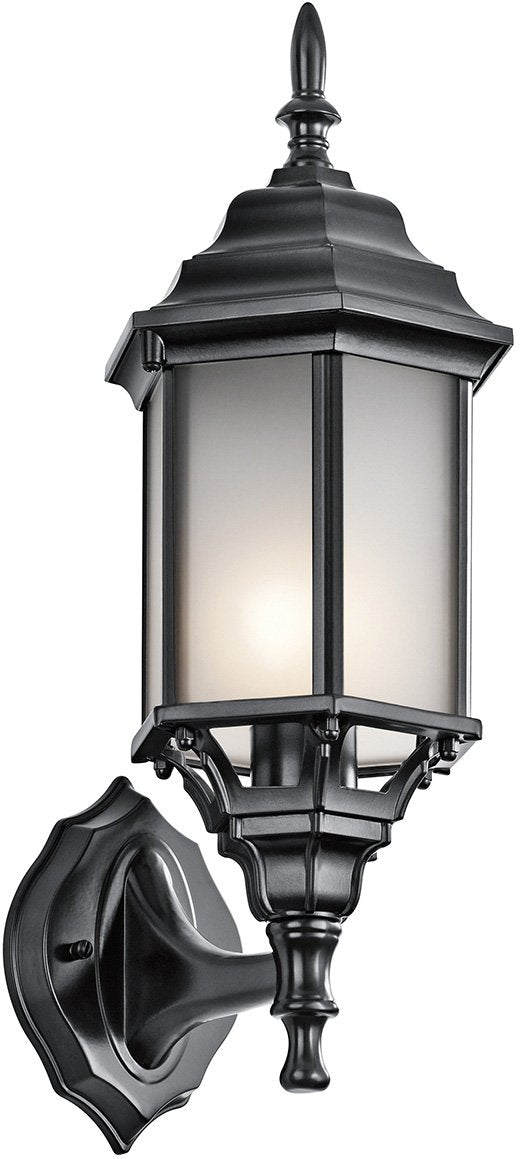 Kichler Chesapeake 17 1 Light Outdoor Wall Light with Satin Etched Glass in Black