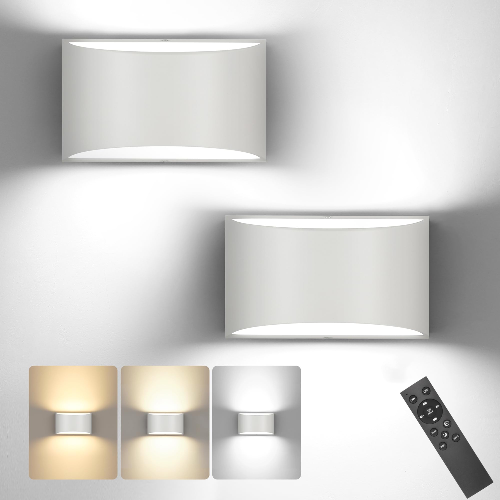Trlife Modern Led Wall Sconces, Remote Control Dimmable And Adjustable Color Temperature 3000K~6000K Aluminum 12W Hardwired 120V