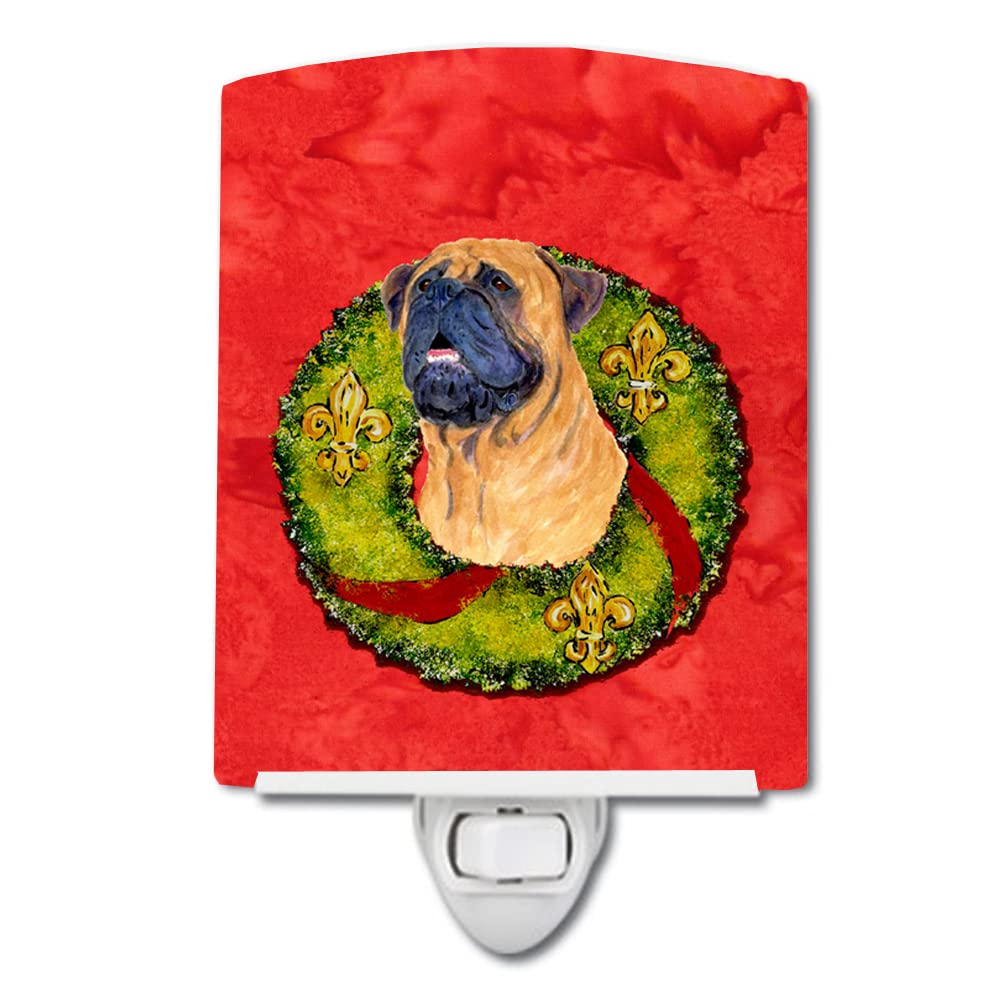 Carolines Treasures Ceramic Night Light Bullmastiff Wreath, 6x4x3 inches, UL-Certified, Multicolor