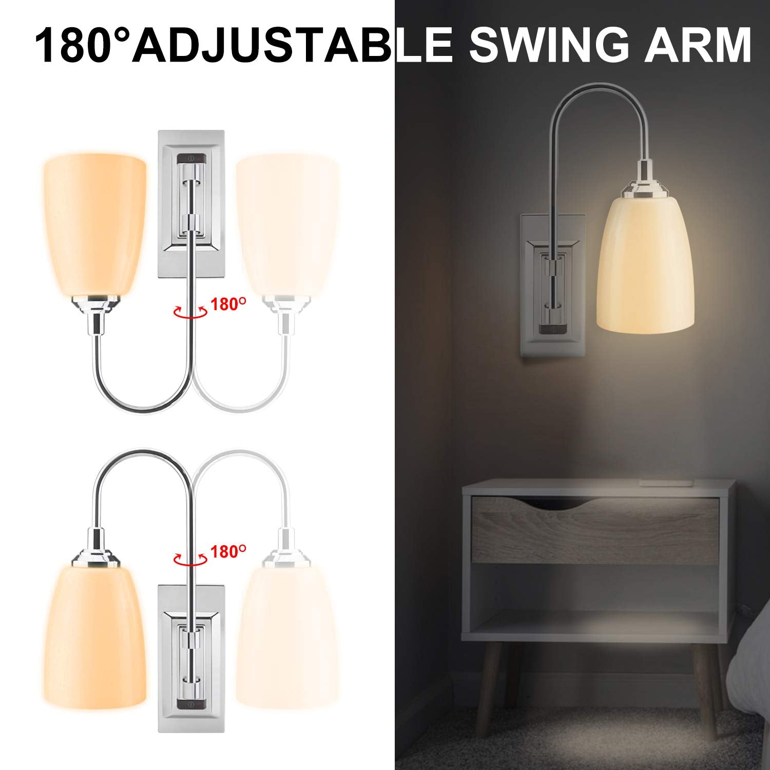 HONWELL Wall Lamp LED Sconce, Battery Operated, Remote Control, 12 Colors, Cordless Silver Light Fixture for Indoor Use